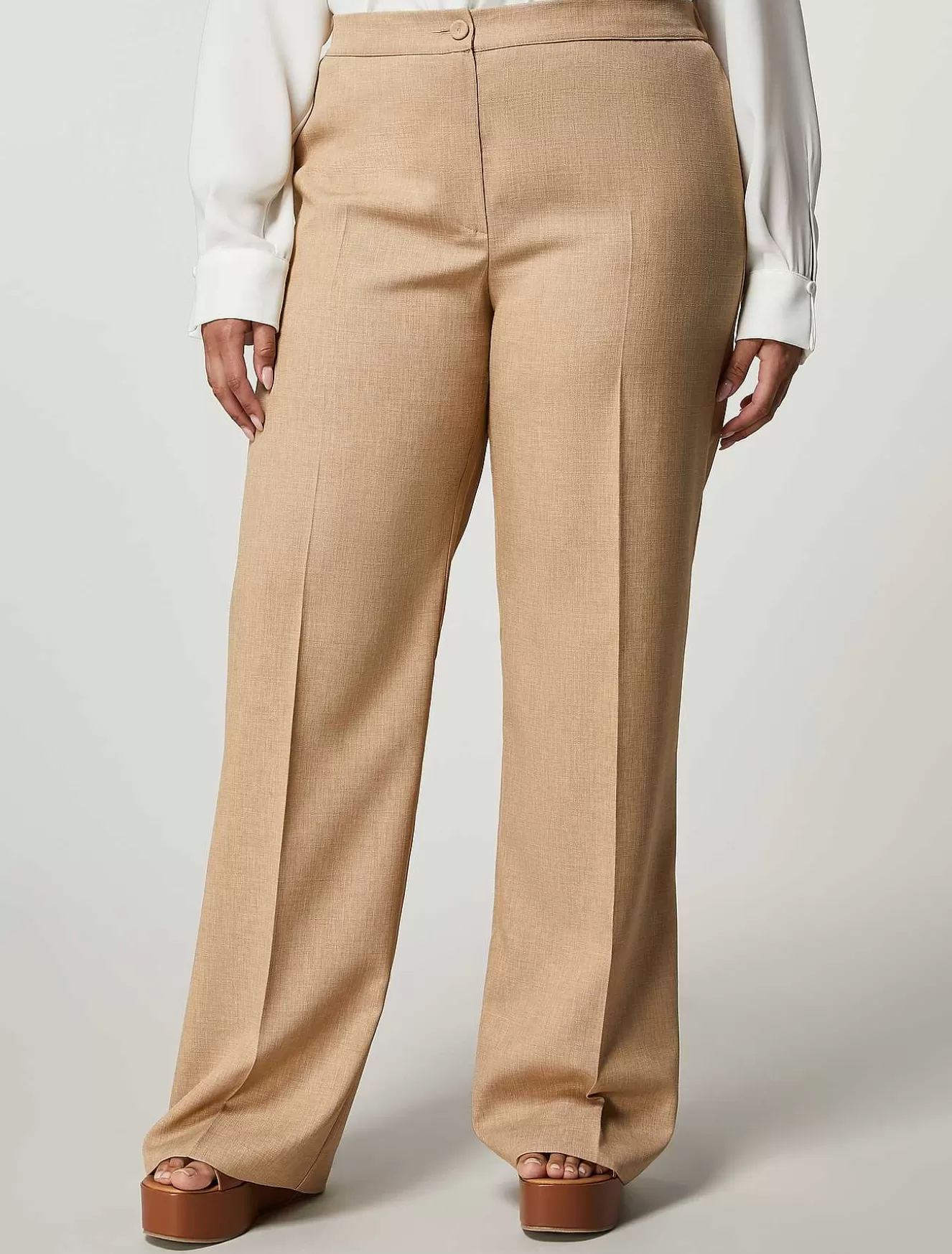 Basketweave-Look Palazzo Trousers-Marina Rinaldi Discount