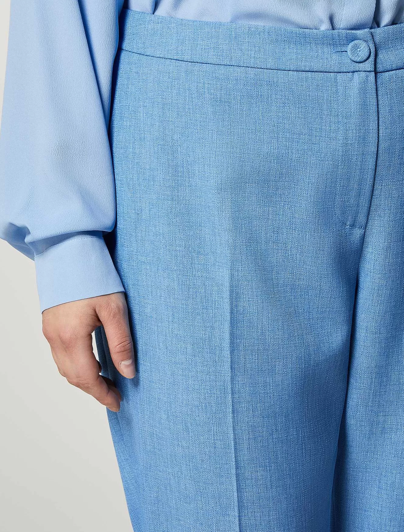Basketweave-Look Slim Trousers-Marina Rinaldi Store
