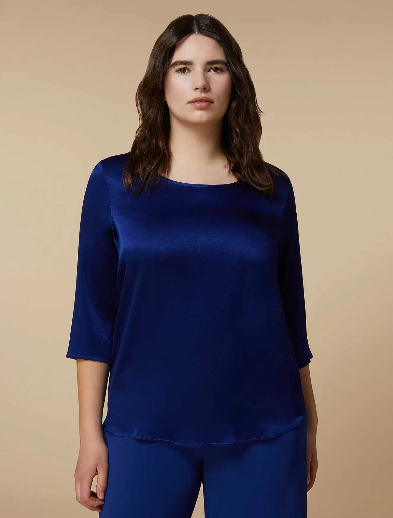 Boxy Satin Blouse-Marina Rinaldi Hot