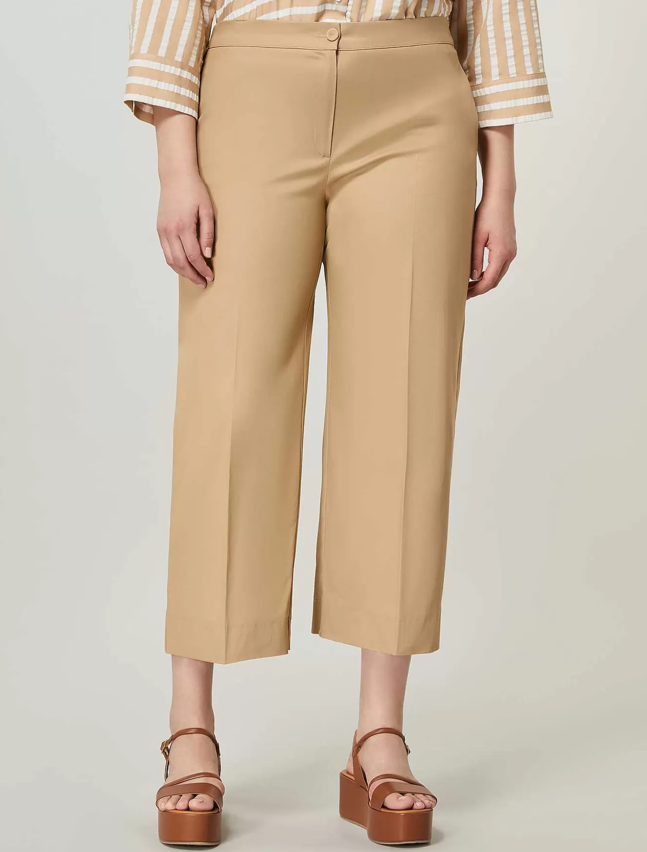Cotton Gabardine Trousers-Marina Rinaldi Store