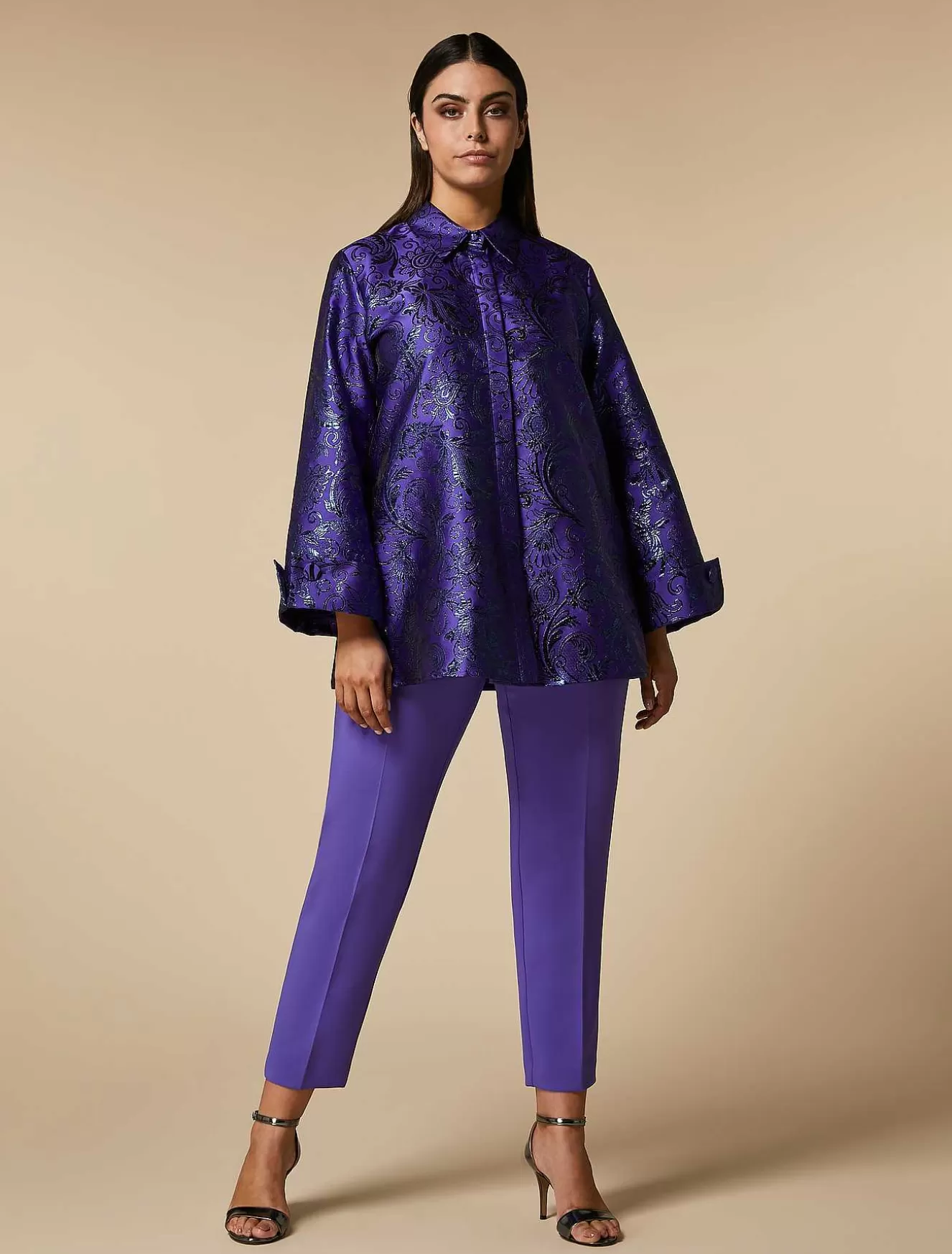 Crepe Cigarette Trousers-Marina Rinaldi Store