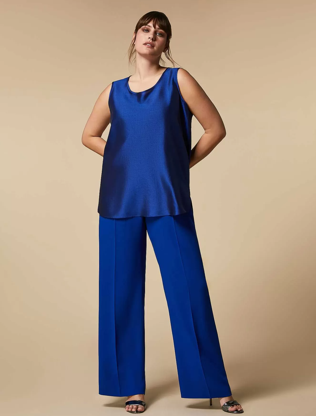 Crepe Envers Satin Trousers-Marina Rinaldi Outlet