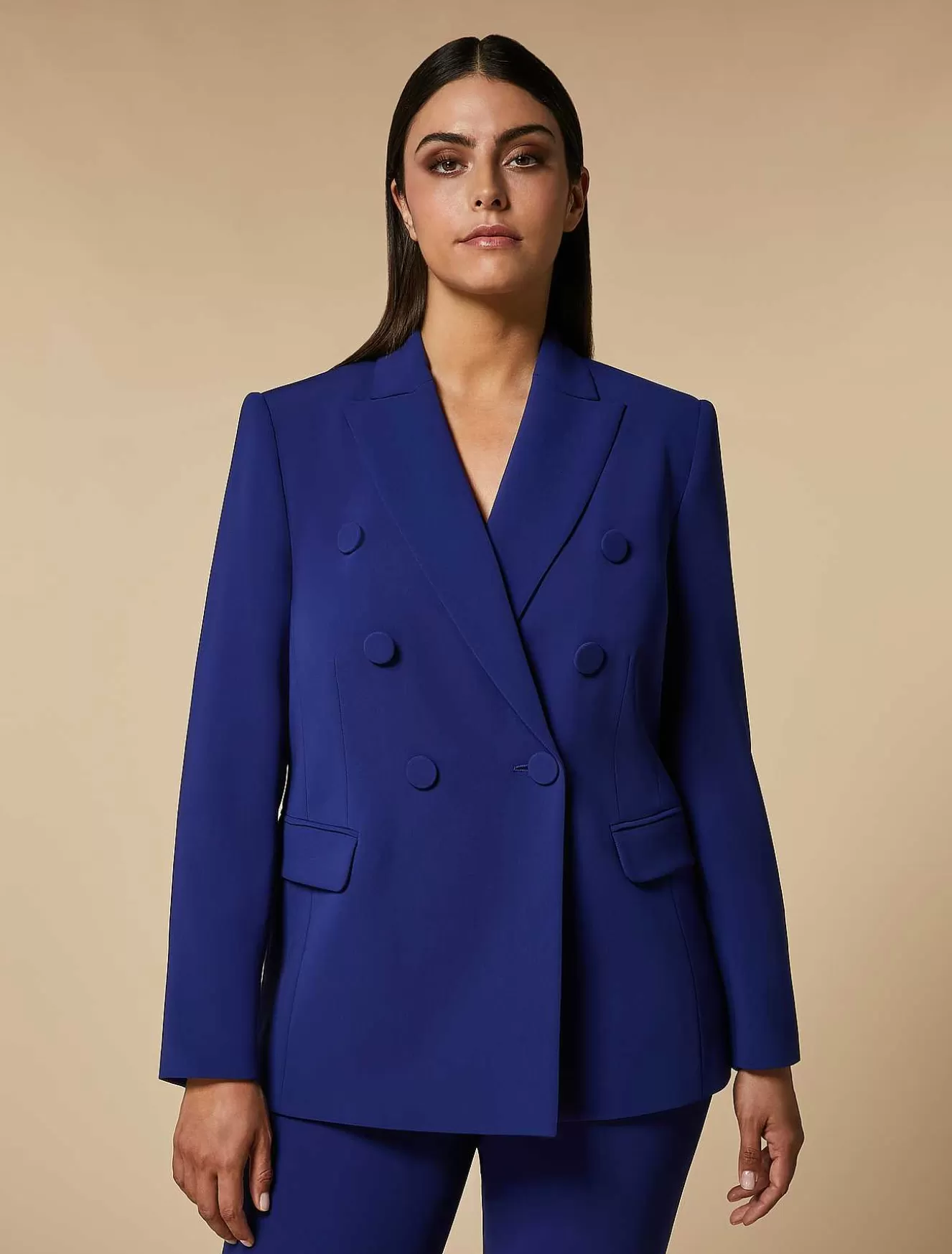 Double-Breasted Triacetate Blazer Jacket-Marina Rinaldi Best