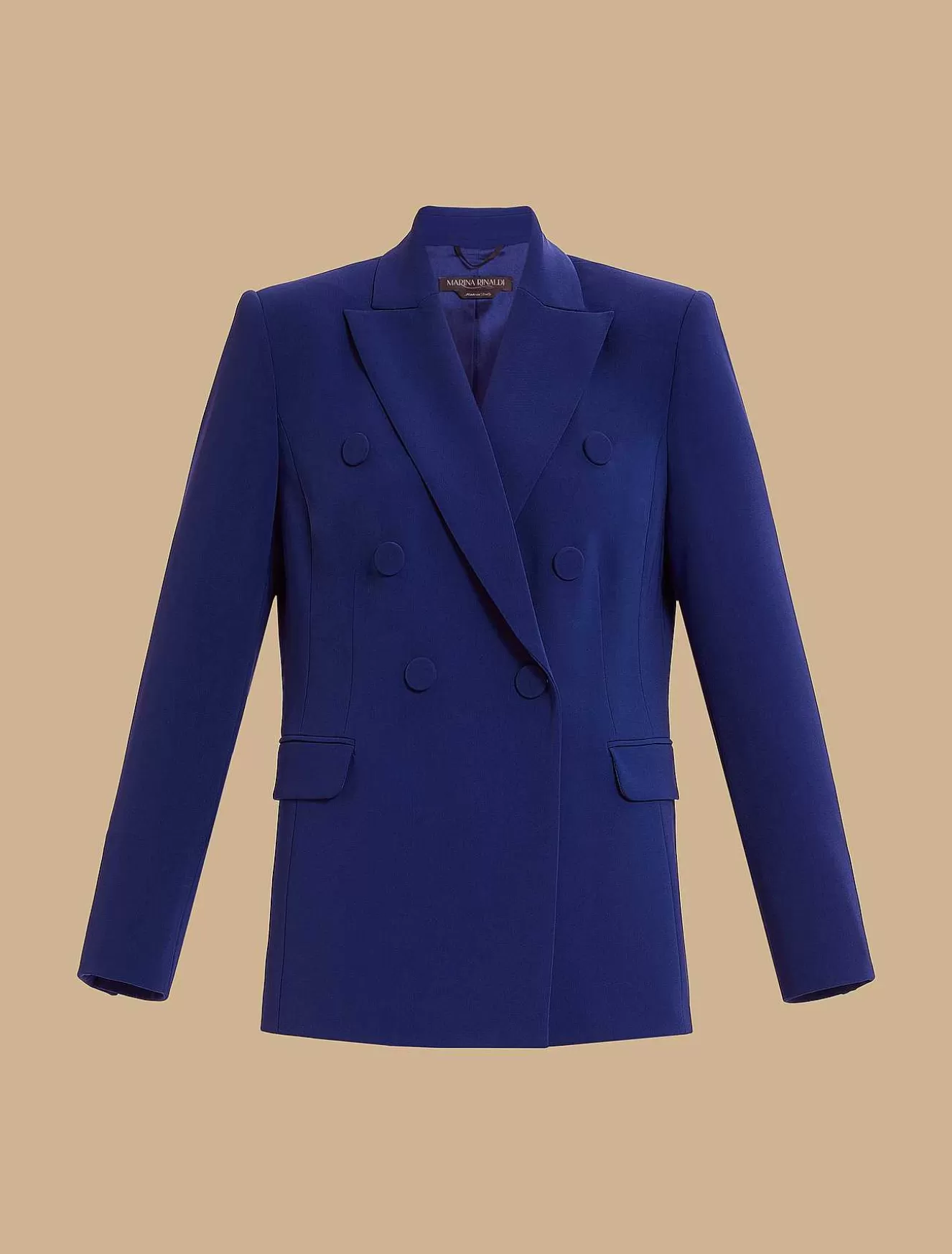 Double-Breasted Triacetate Blazer Jacket-Marina Rinaldi Best