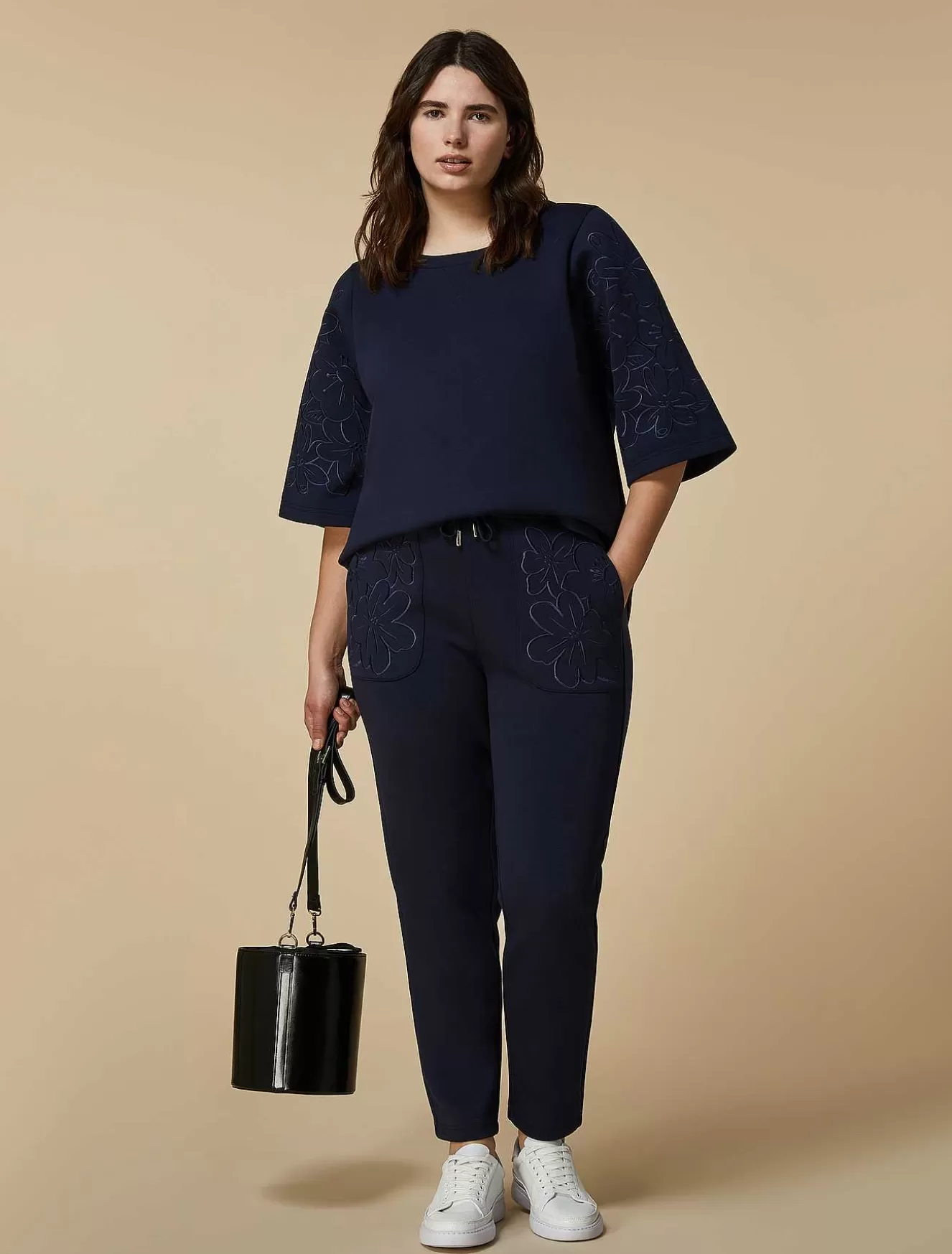 Embroidered Jersey Sweatshirt-Marina Rinaldi Cheap