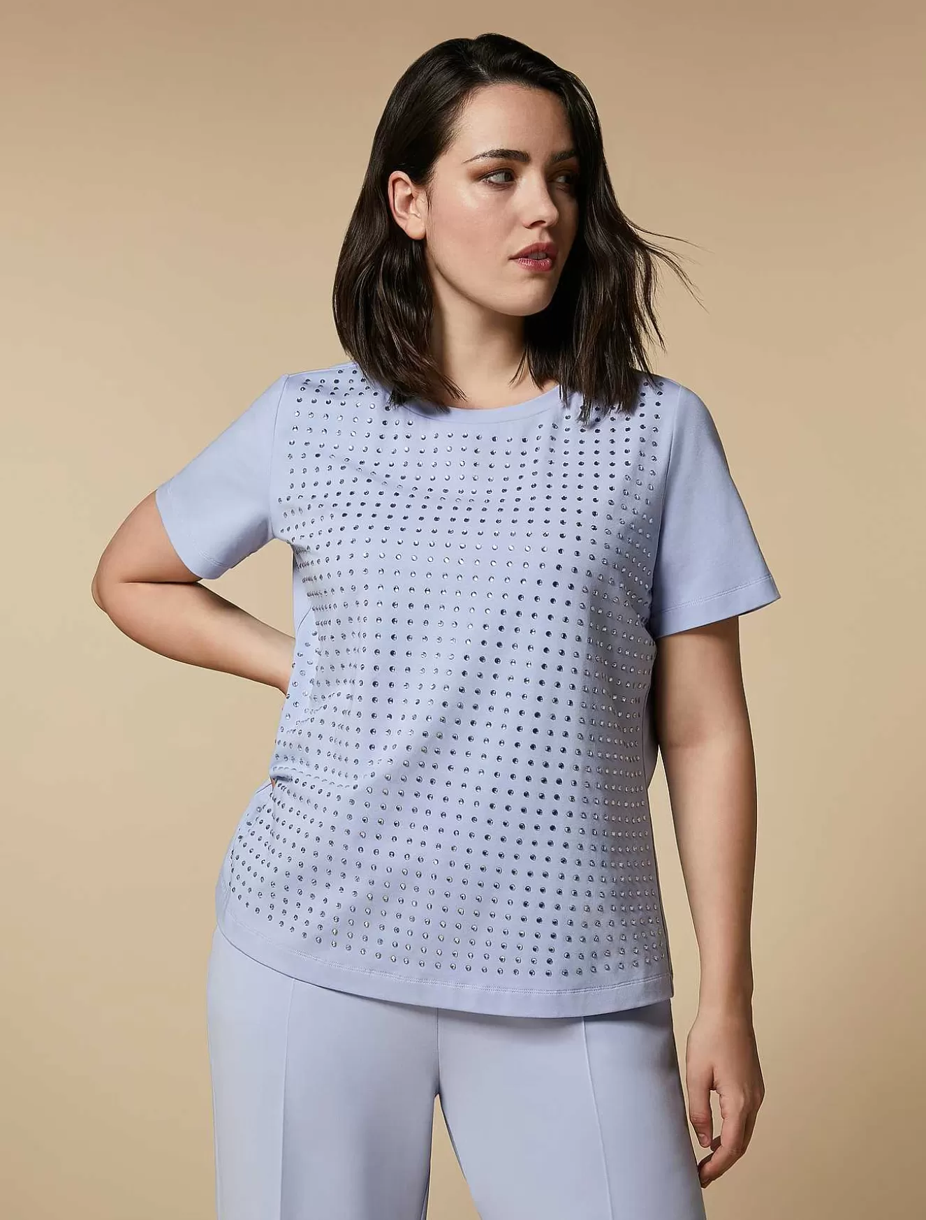 Embroidered Jersey T-Shirt-Marina Rinaldi Hot