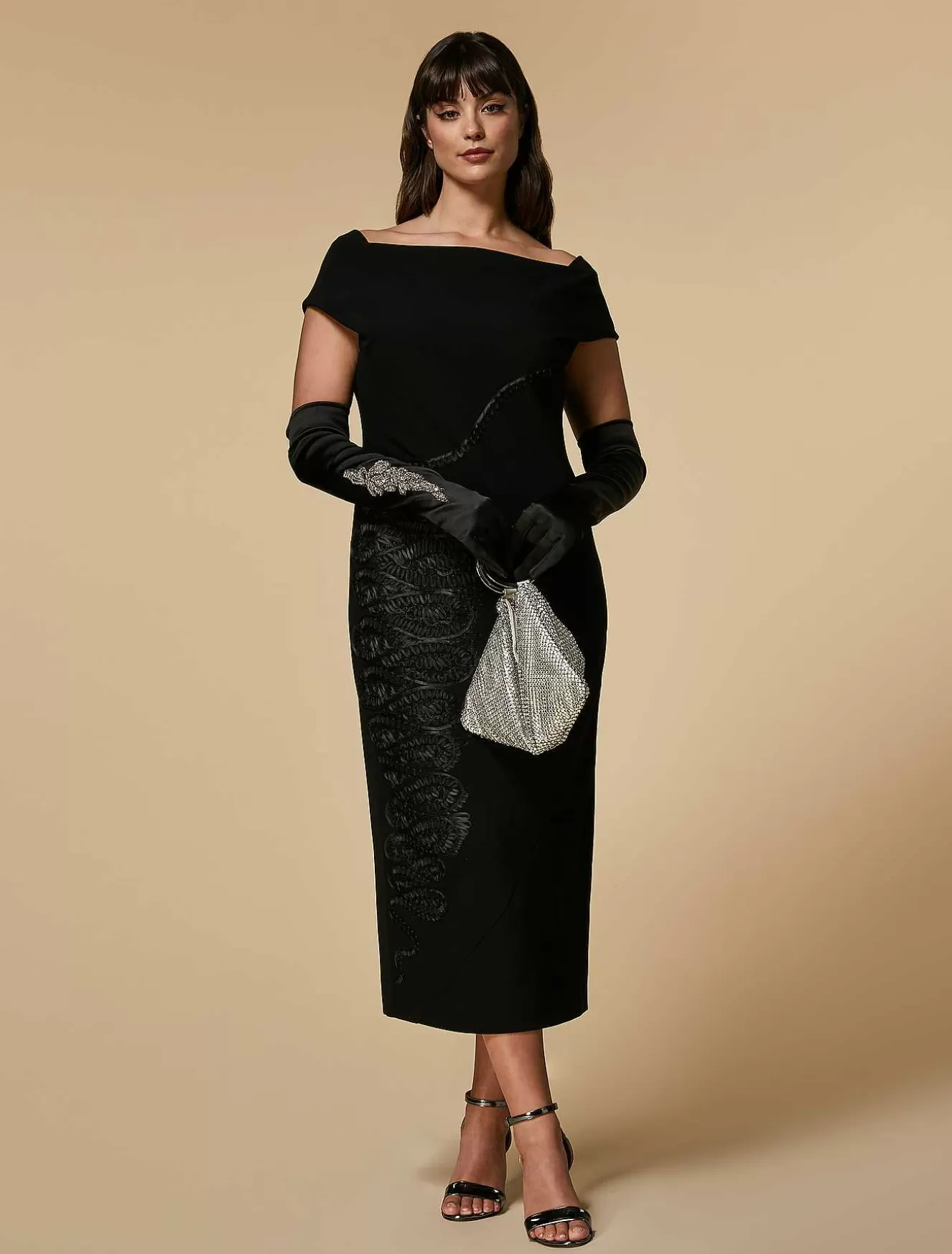 Embroidered Triacetate Dress-Marina Rinaldi Outlet