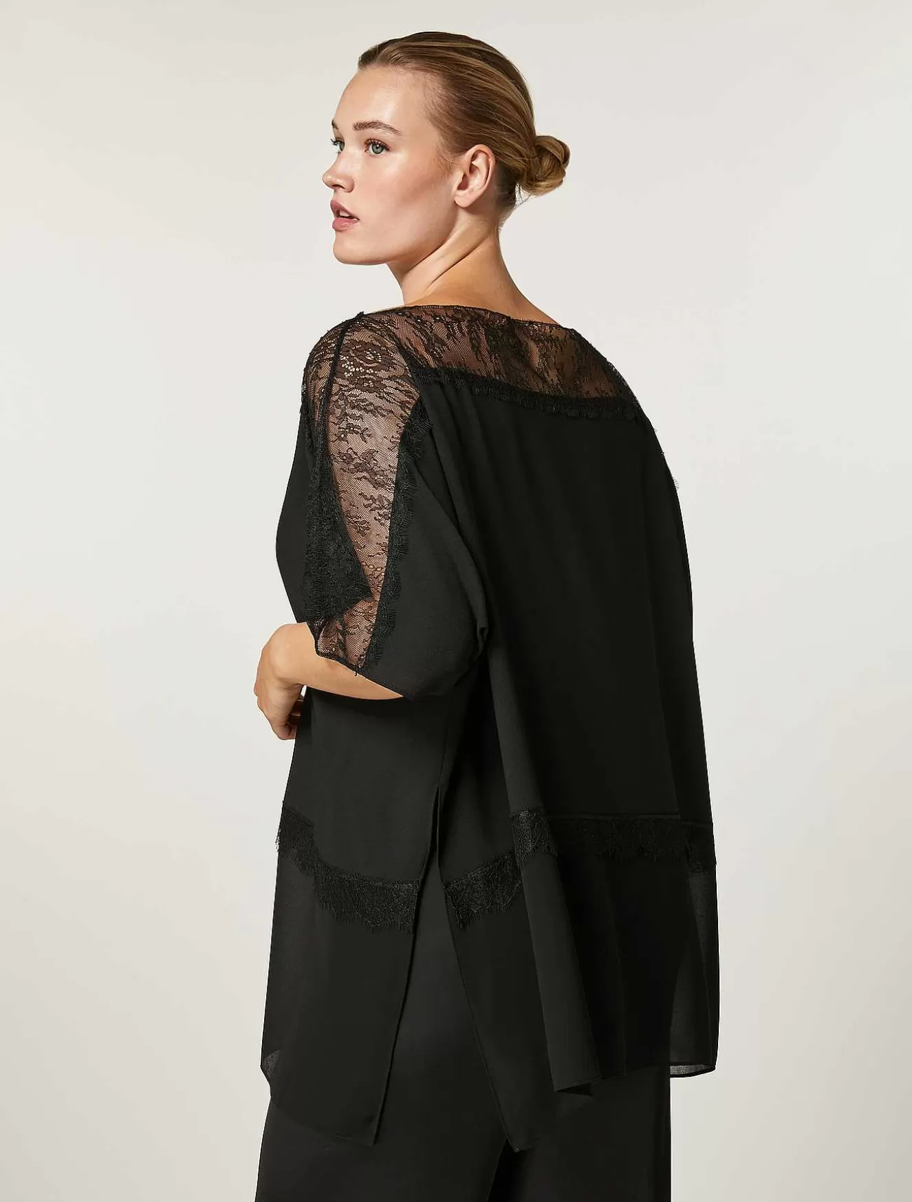 Fluid And Georgette Fabric Poncho-Marina Rinaldi Cheap