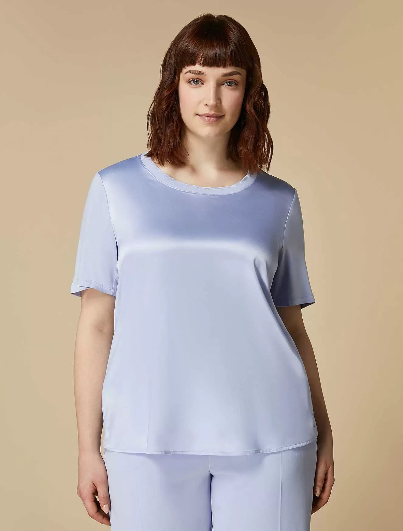 Jersey And Satin T-Shirt-Marina Rinaldi Store