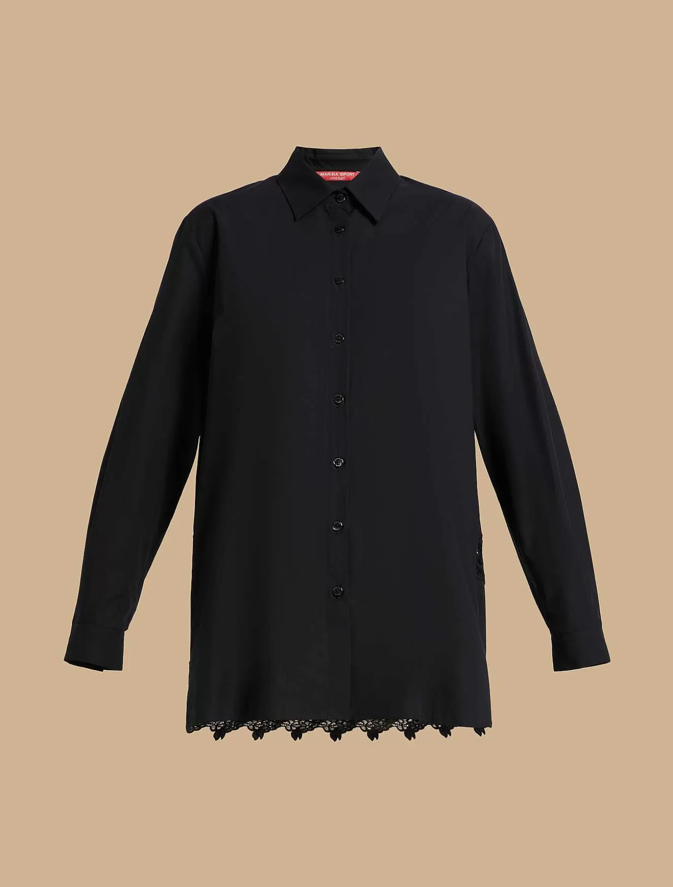 Lace-Adorned Poplin Shirt-Marina Rinaldi Outlet