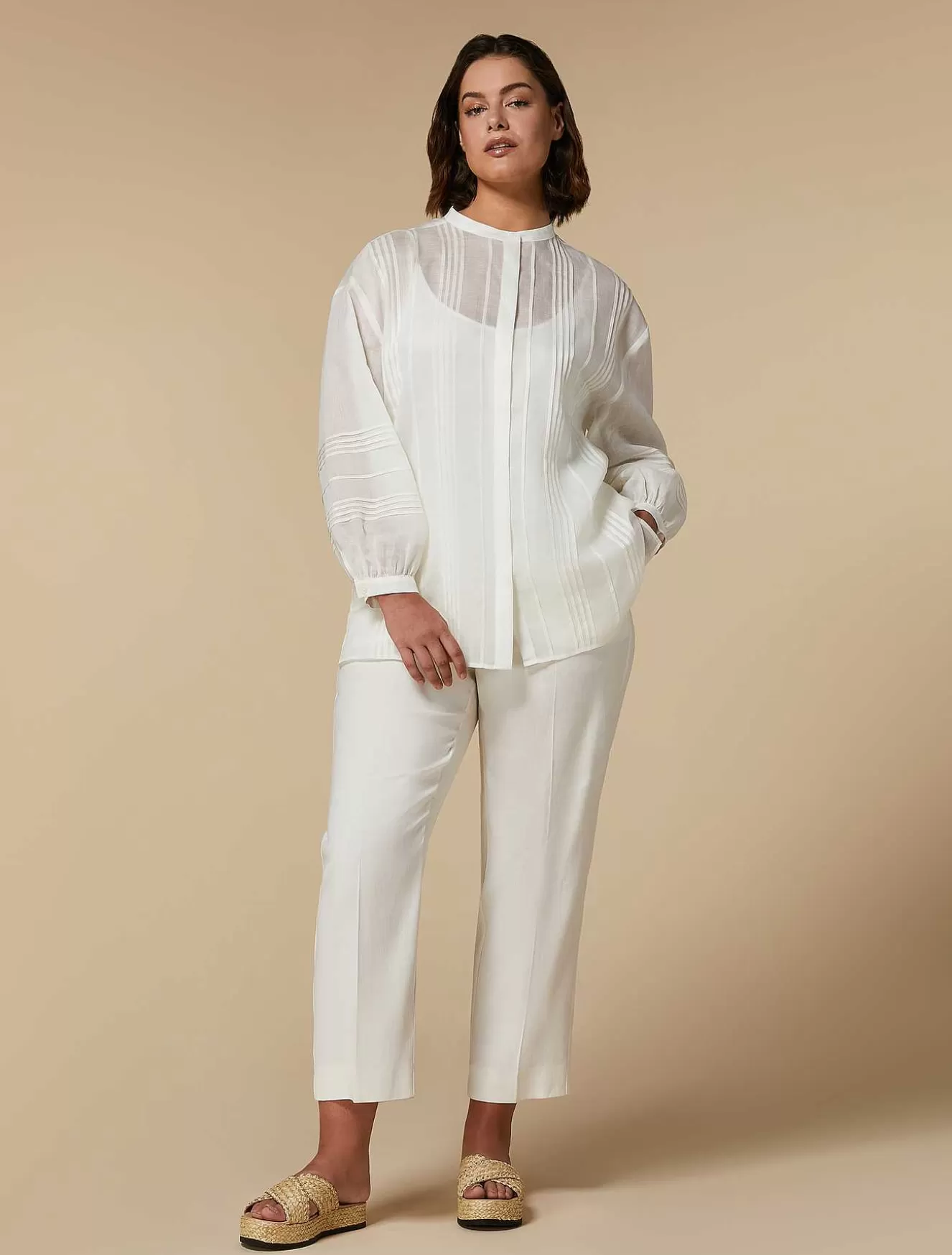 Linen And Cotton Trousers-Marina Rinaldi Shop