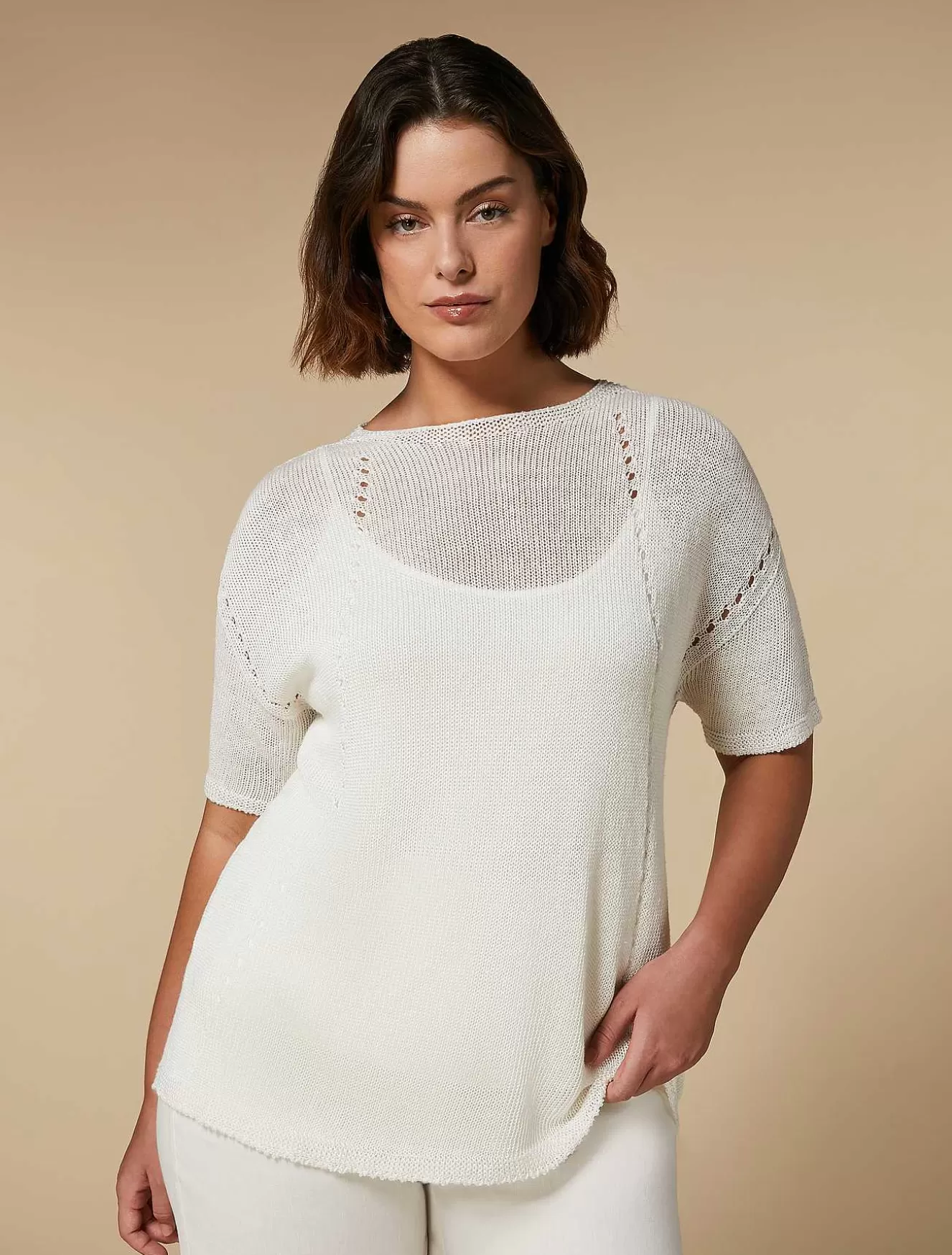 Linen And Viscose Cordonnet Sweater-Marina Rinaldi Flash Sale