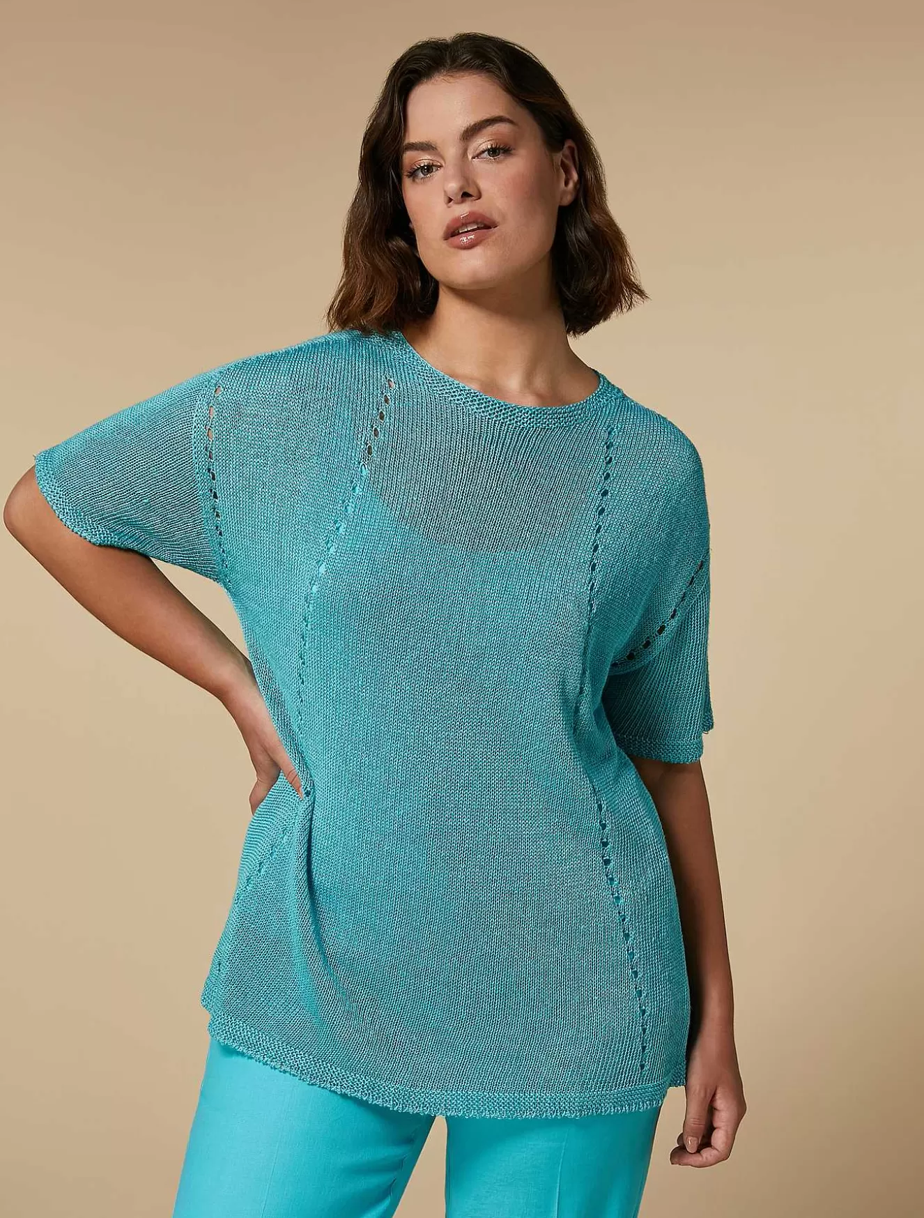 Linen And Viscose Cordonnet Sweater-Marina Rinaldi Online