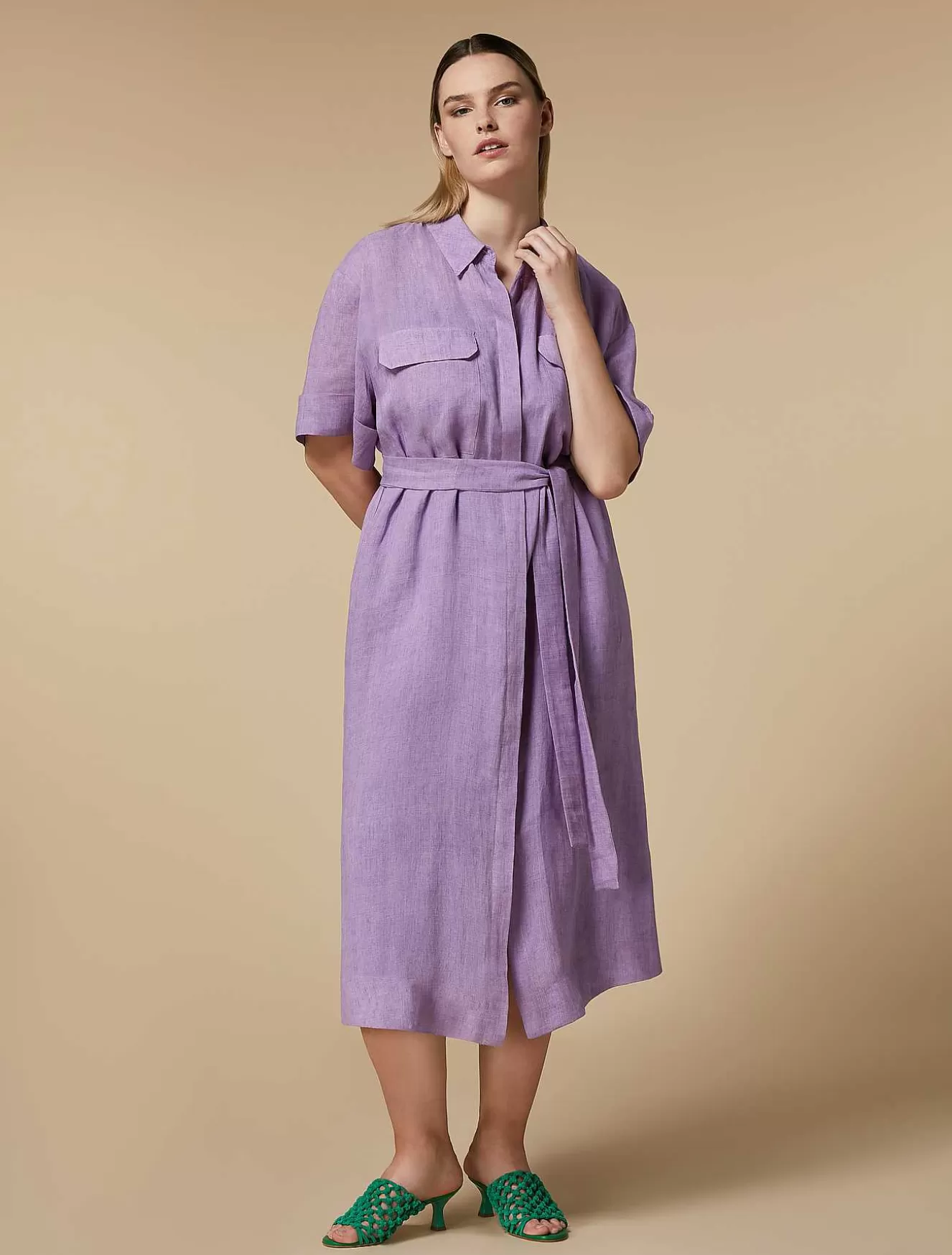 Linen Shirt Dress-Marina Rinaldi Online