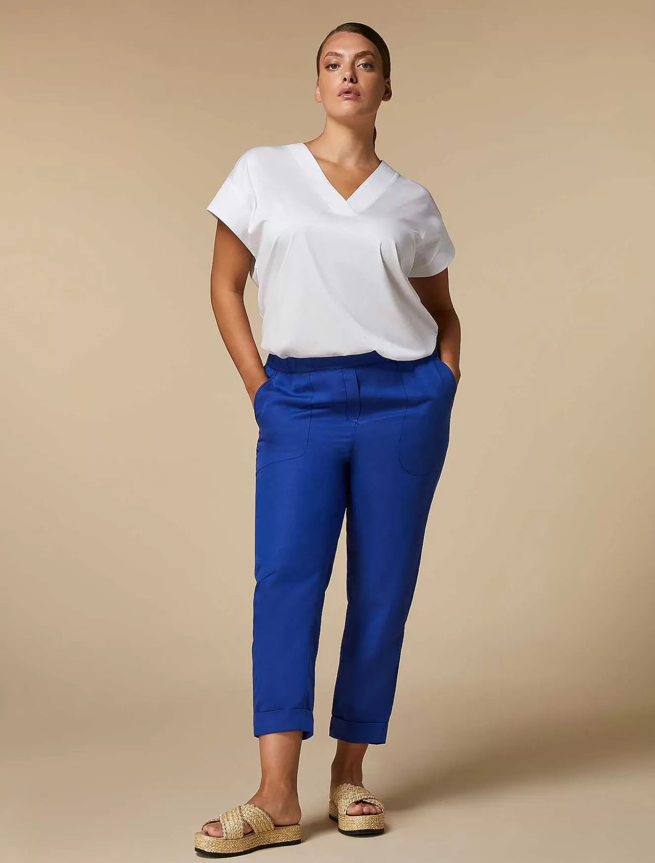 Linen-Blend Joggers-Marina Rinaldi Best Sale