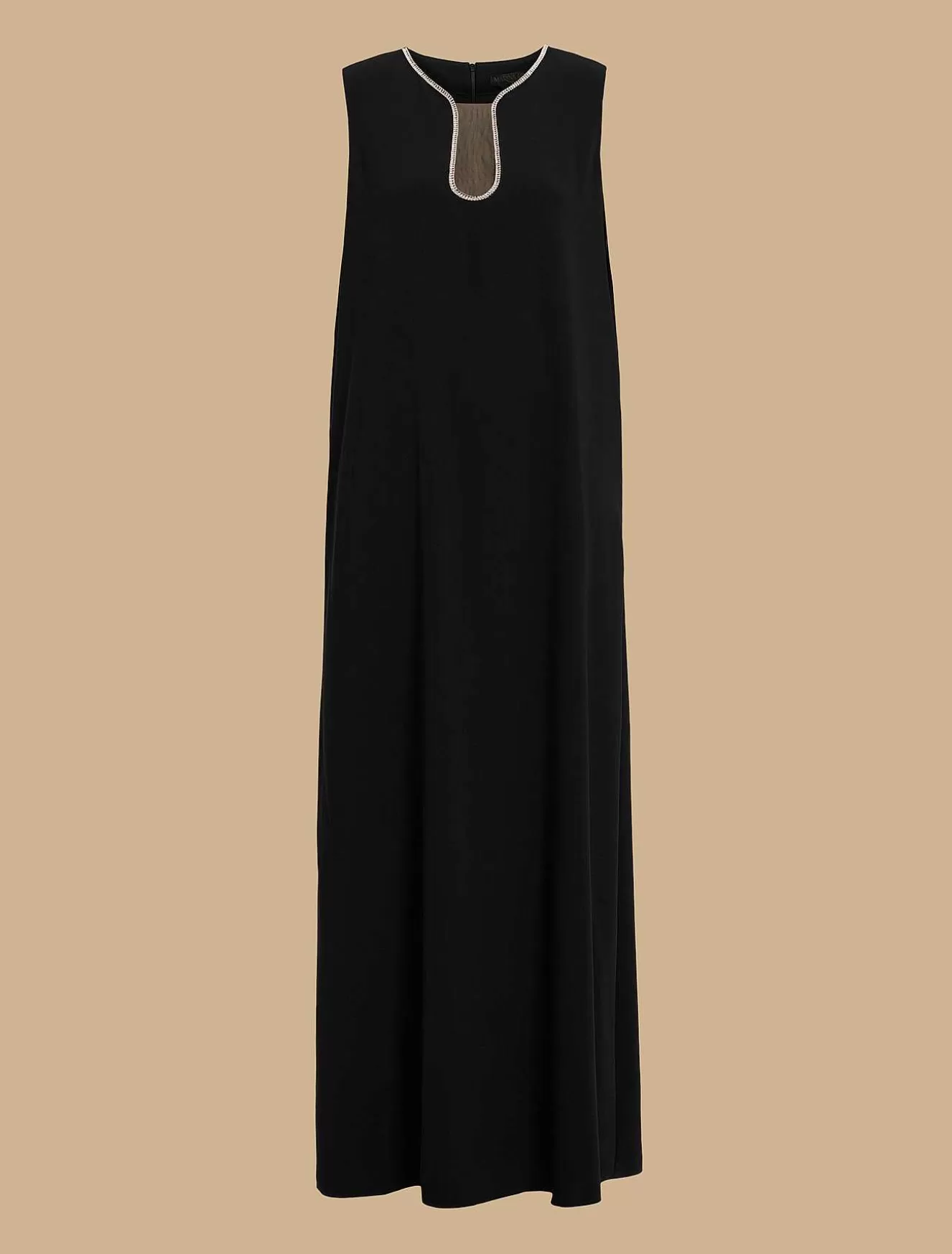 Long Dress In Cady With Rhinestones-Marina Rinaldi New