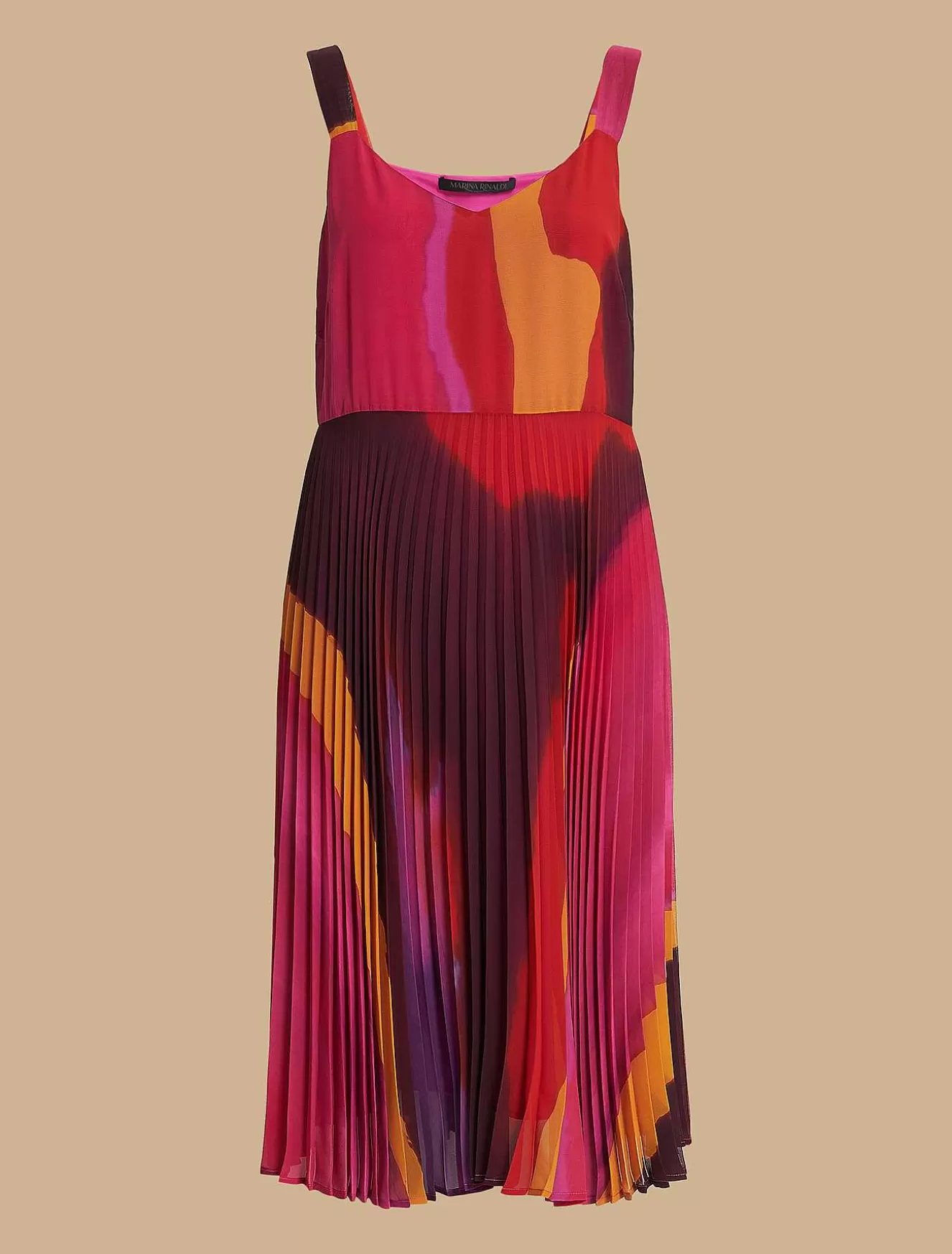 Long Pleated Georgette Dress-Marina Rinaldi Sale