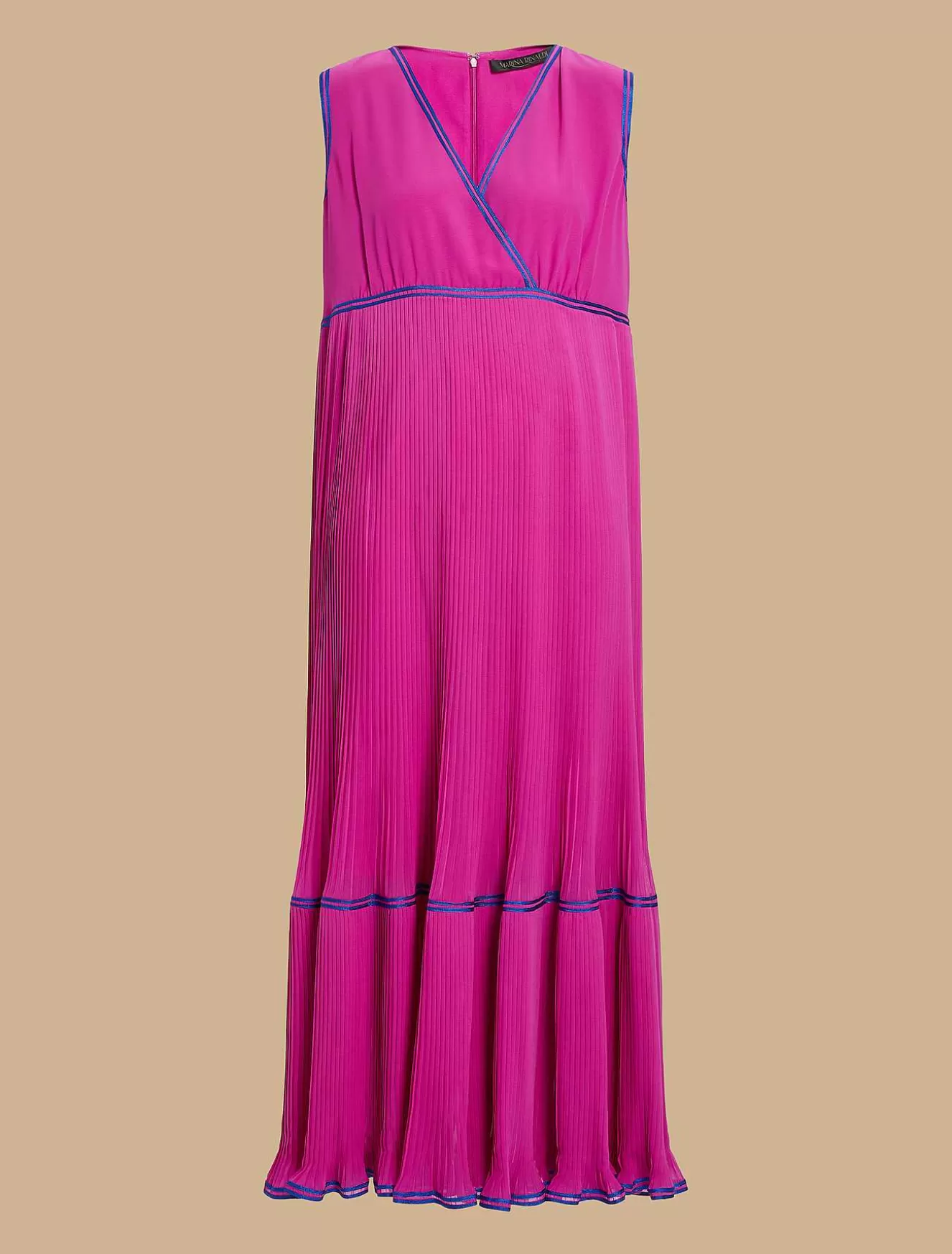 Long Pleated Georgette Dress-Marina Rinaldi Hot