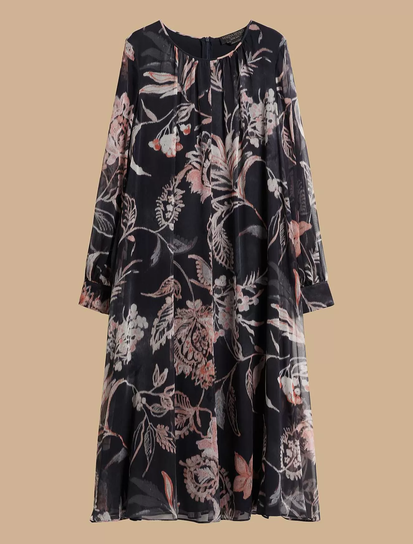 Long Printed Georgette Dress-Marina Rinaldi Fashion