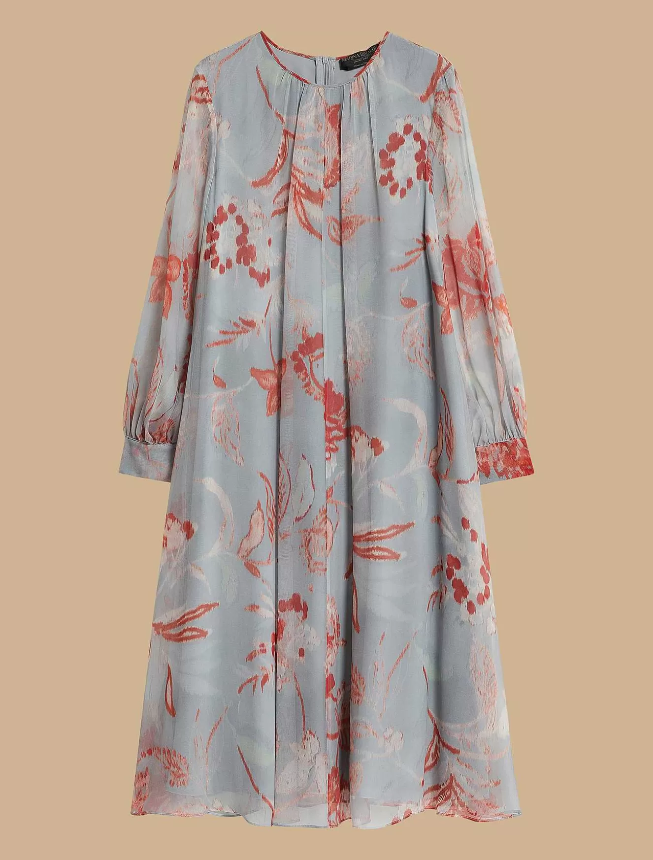 Long Printed Georgette Dress-Marina Rinaldi Online