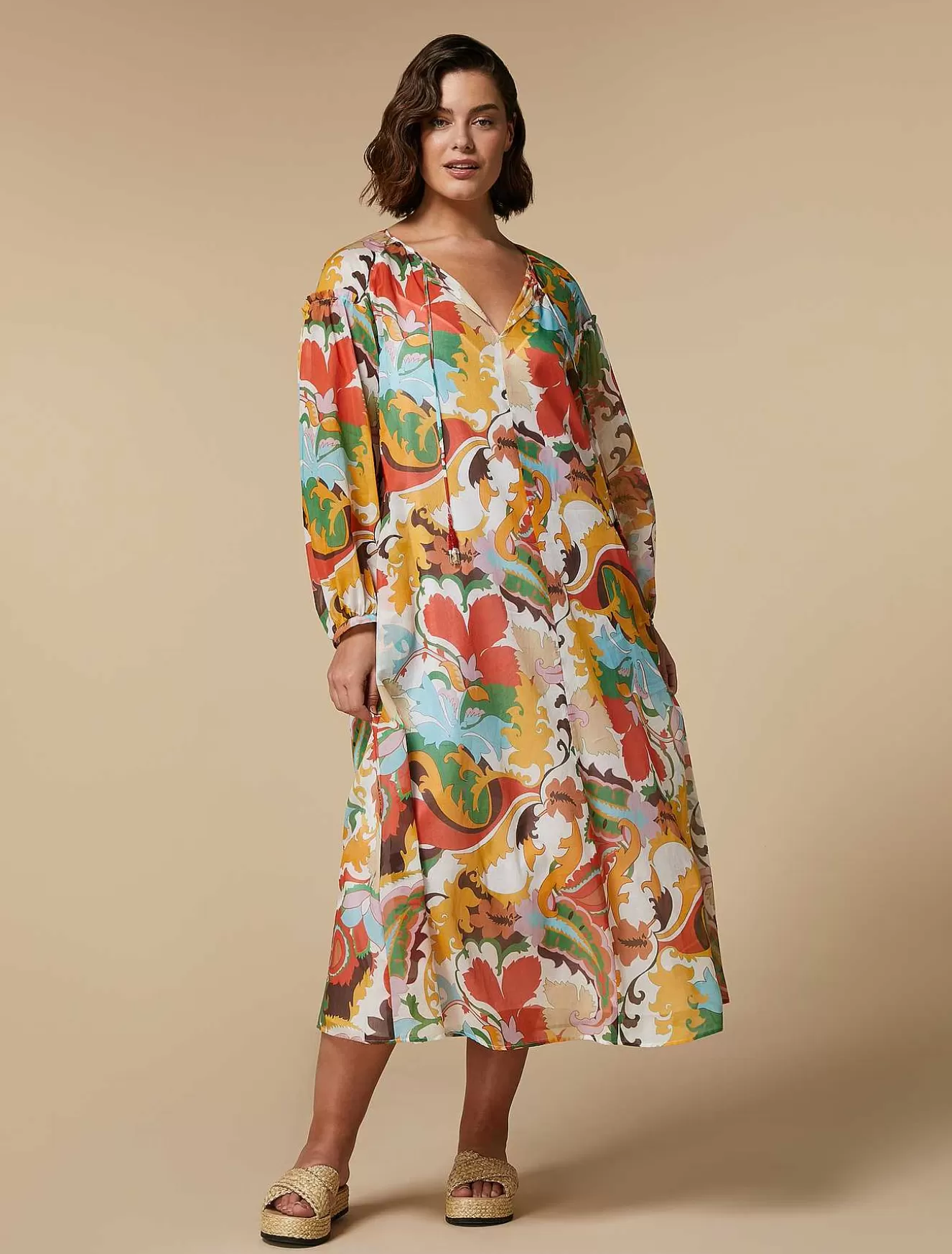 Long Printed Muslin Dress-Marina Rinaldi Hot