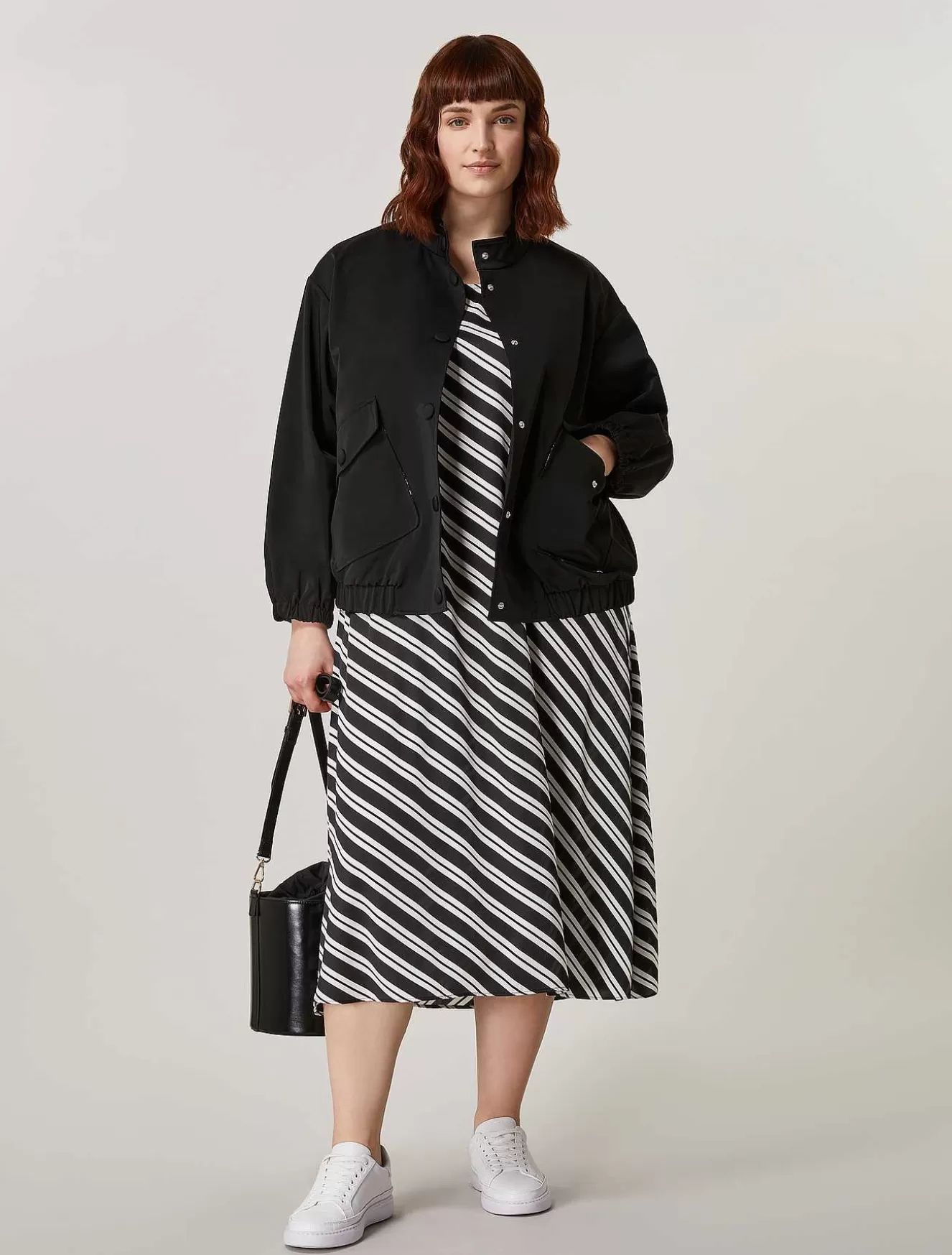 Long Printed Satin Dress-Marina Rinaldi Hot
