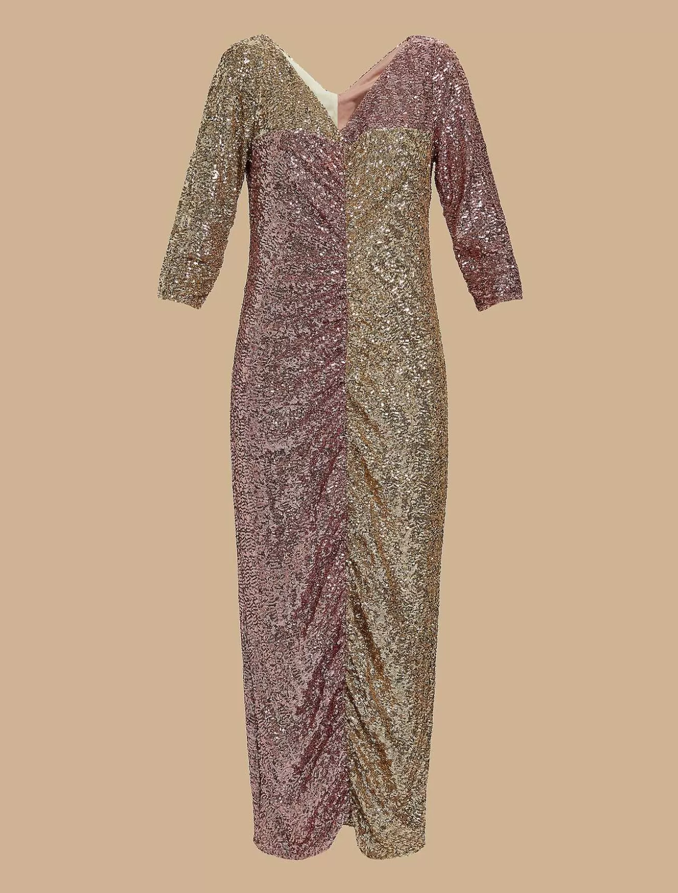 Long Sequinned Dress-Marina Rinaldi Fashion