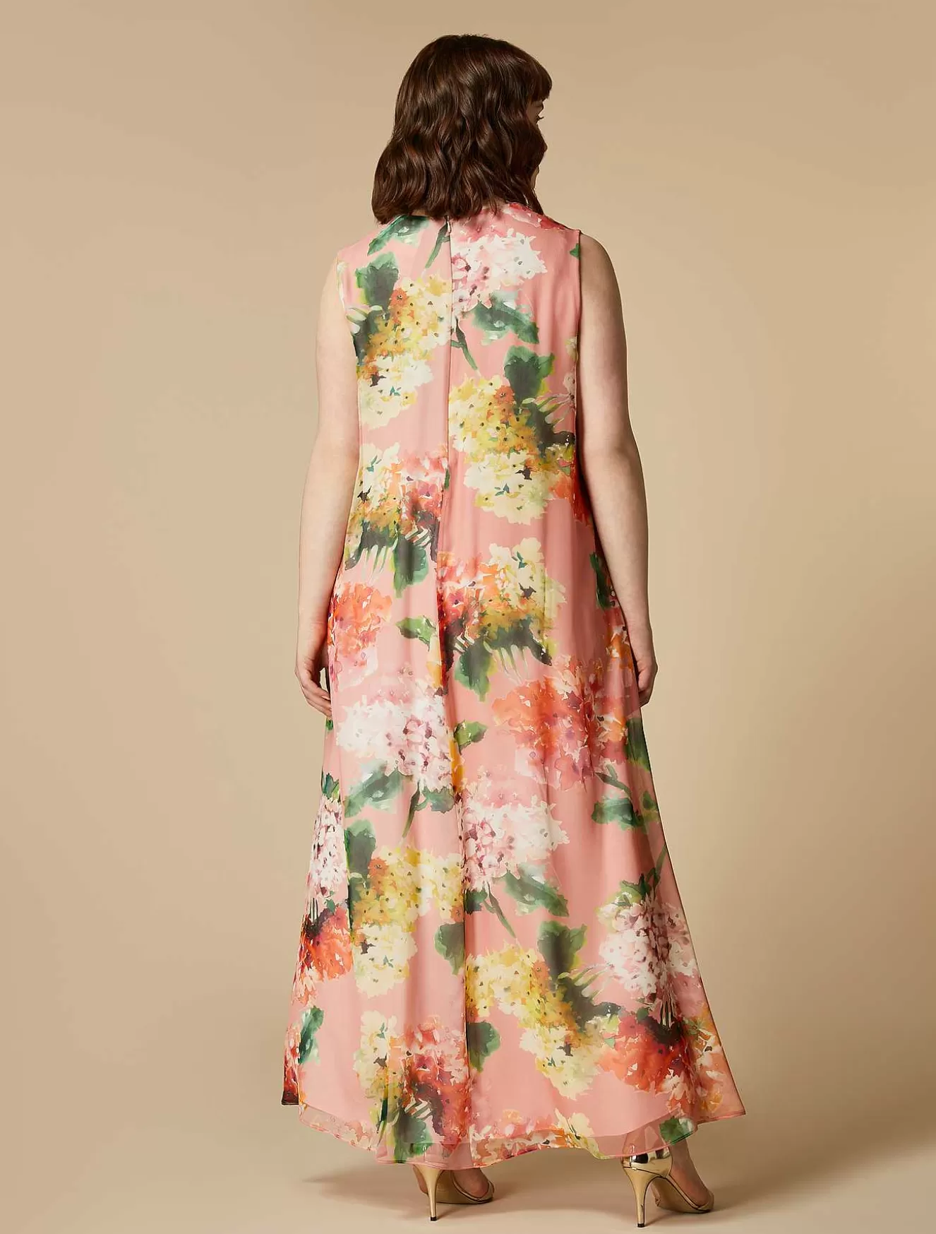 Long Silk Georgette Dress-Marina Rinaldi Fashion