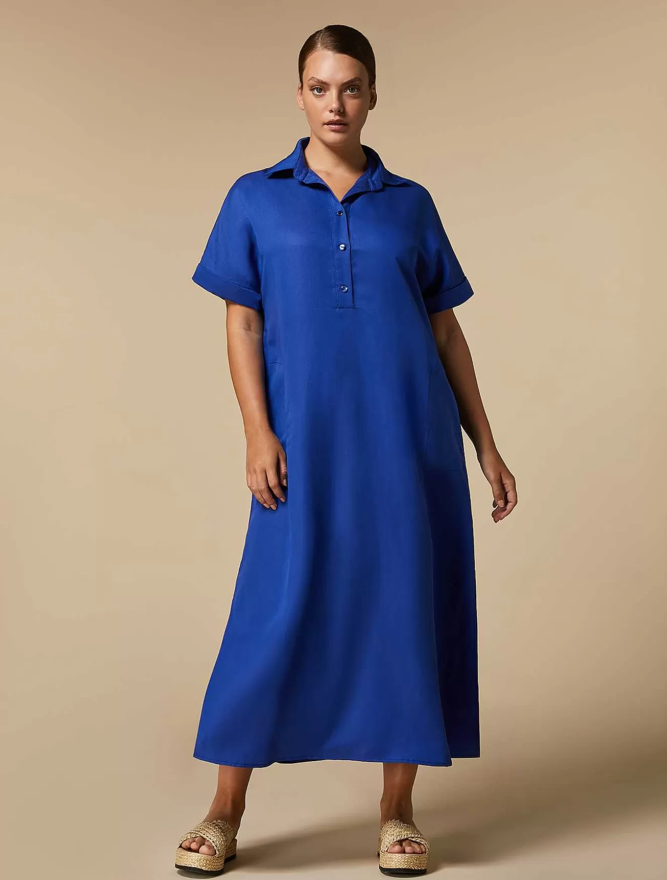 Long Tencel Linen Dress-Marina Rinaldi Hot