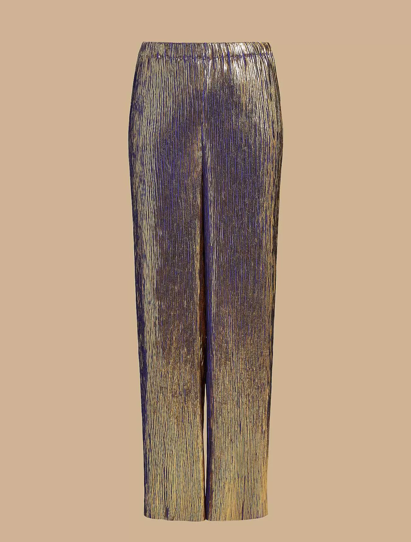 Metallic Pleated Trousers-Marina Rinaldi Fashion