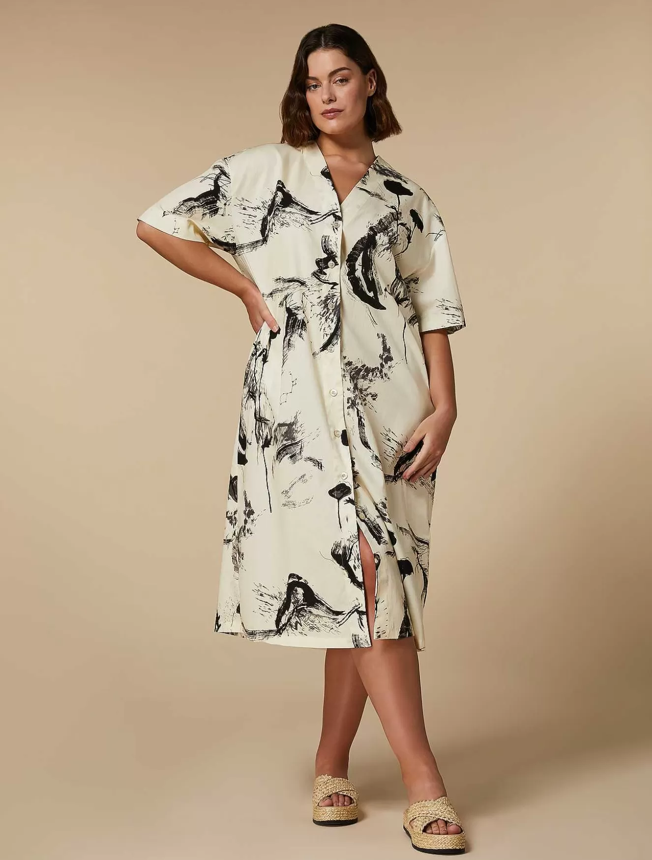 Organic Cotton Poplin Dress-Marina Rinaldi Cheap