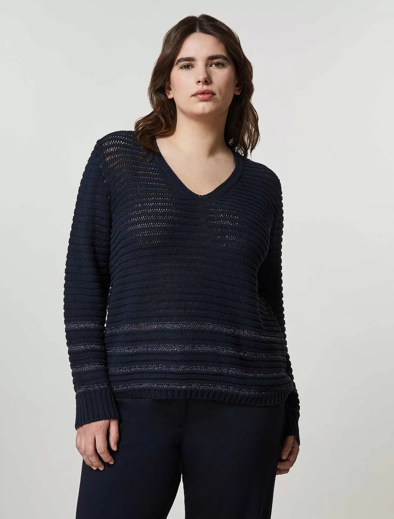 Plain Fabric Sweater-Marina Rinaldi Fashion