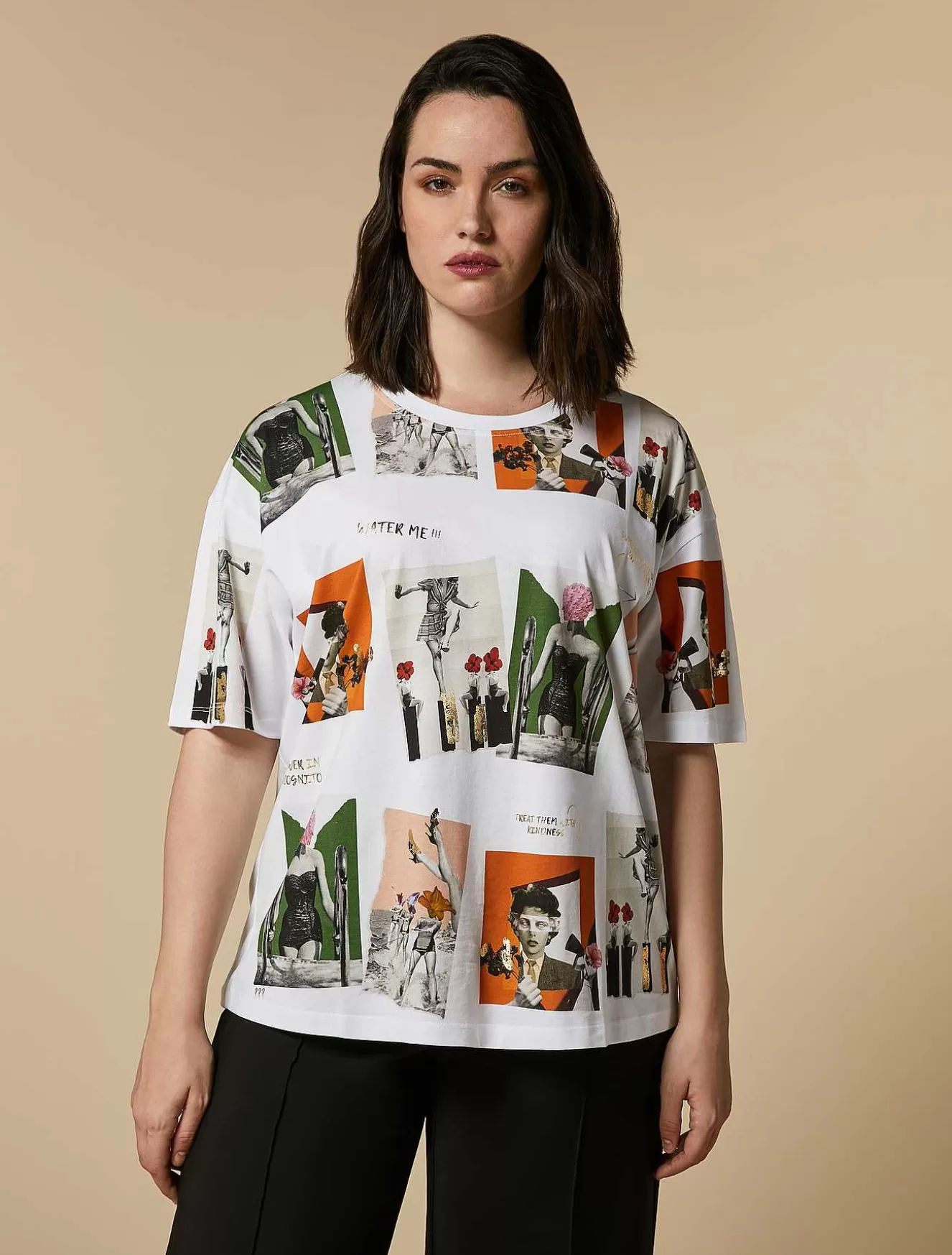 Print-Adorned Jersey T-Shirt-Marina Rinaldi Sale
