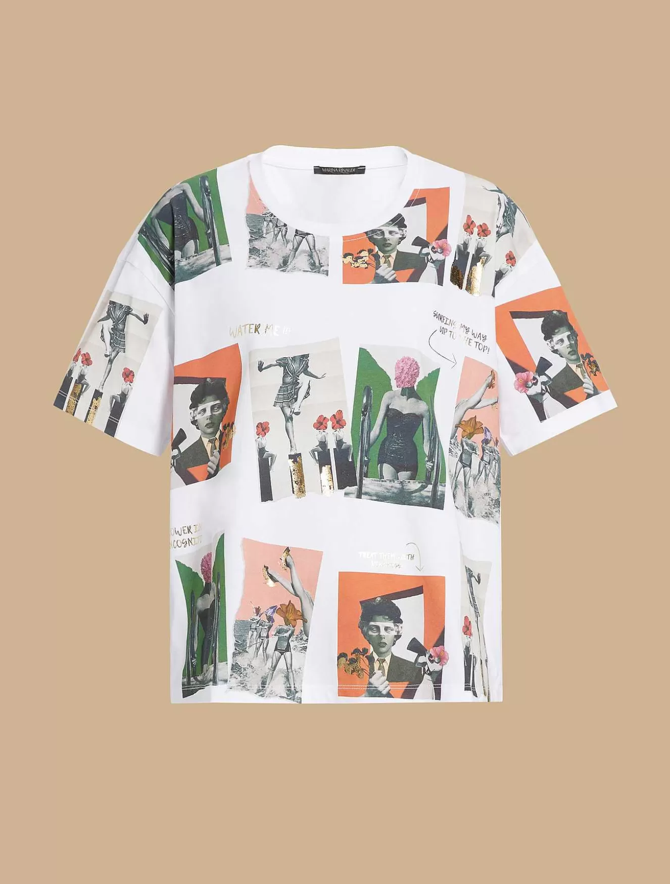 Print-Adorned Jersey T-Shirt-Marina Rinaldi Sale