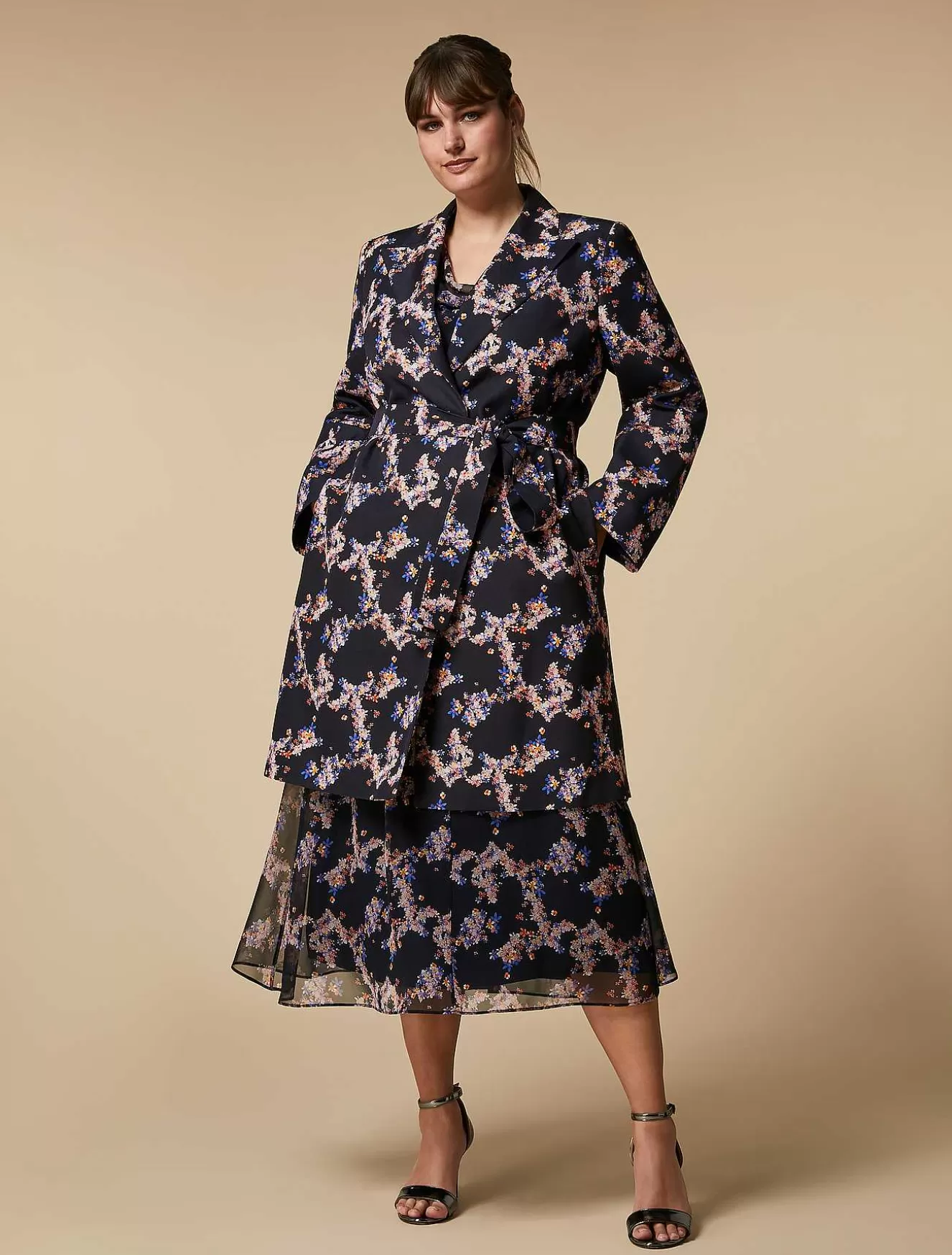 Printed Faille Duster Coat-Marina Rinaldi Flash Sale