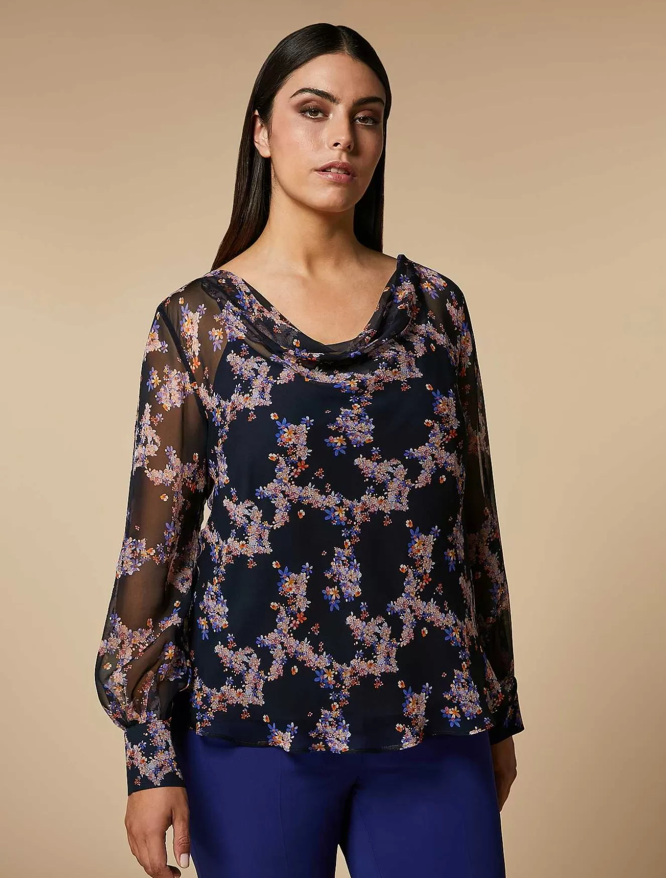 Printed Georgette Blouse-Marina Rinaldi Best Sale