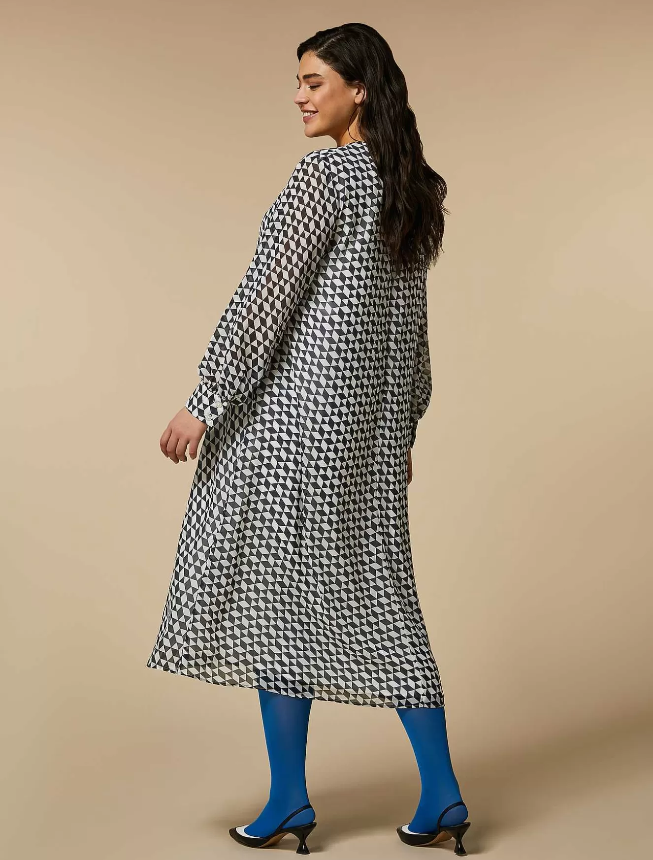 Printed Georgette Dress-Marina Rinaldi Fashion