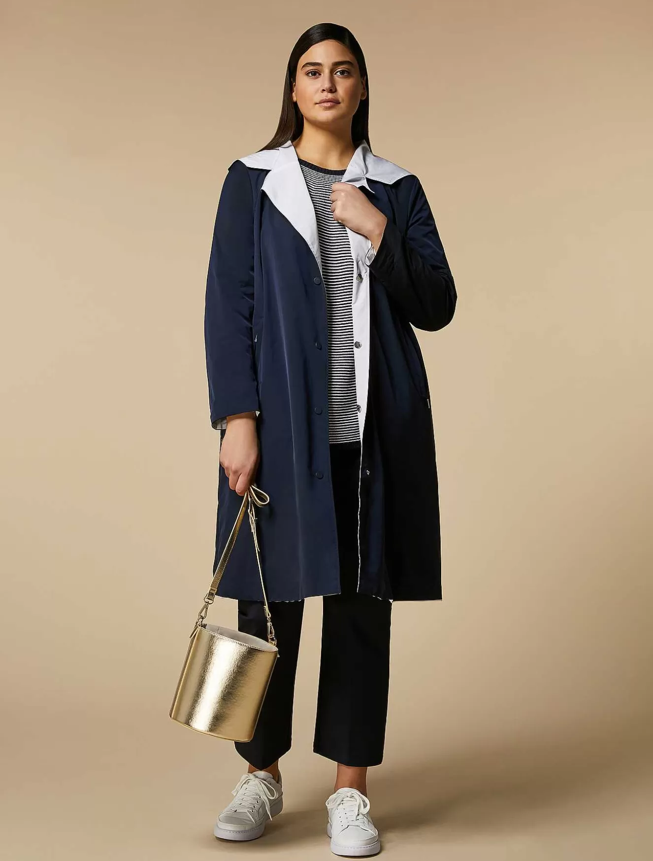 Reversible Water-Repellent Canvas Raincoat-Marina Rinaldi Sale