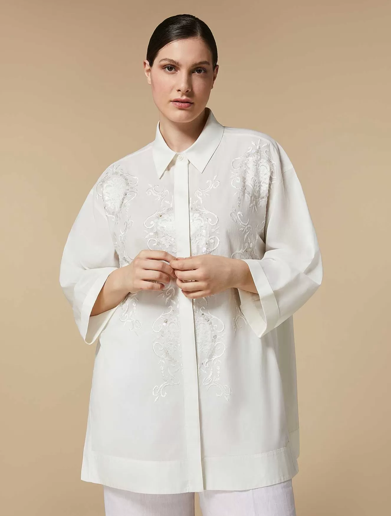 Sequinned Voile Tunic-Marina Rinaldi New