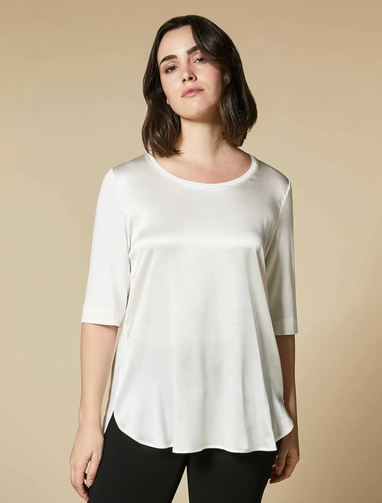 Silk And Jersey T-Shirt-Marina Rinaldi Cheap