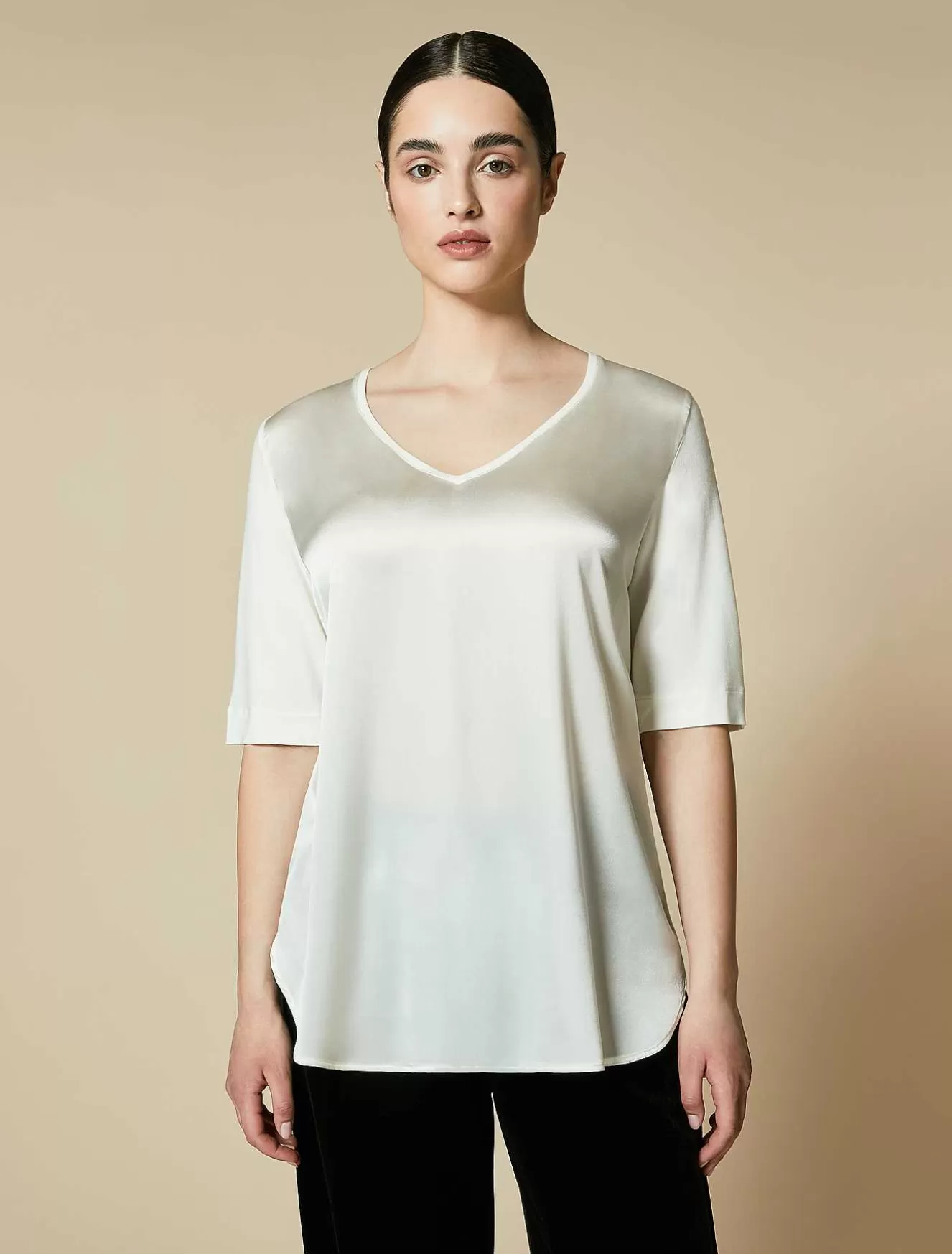 Silk And Jersey T-Shirt-Marina Rinaldi Shop