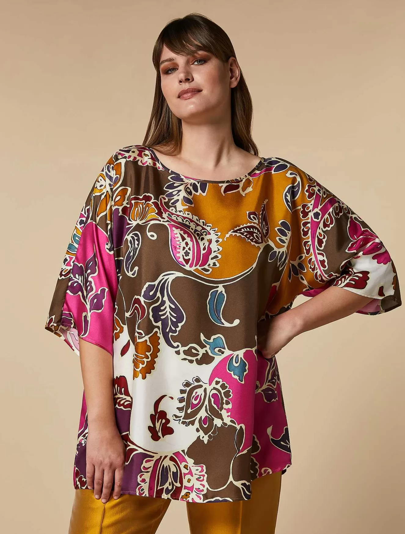 Silk Twill Tunic-Marina Rinaldi Cheap