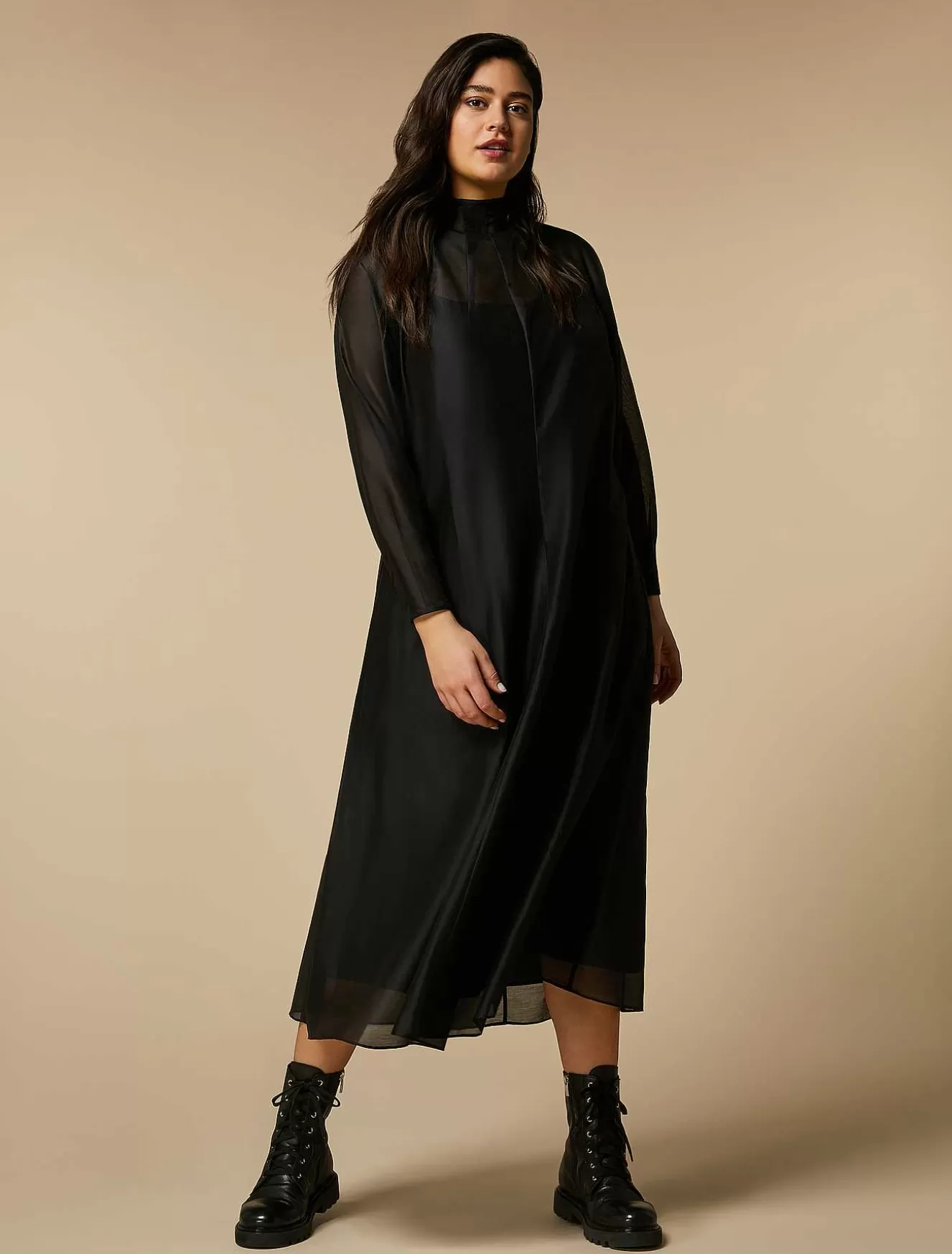 Silk-Blend Voile Dress-Marina Rinaldi Best