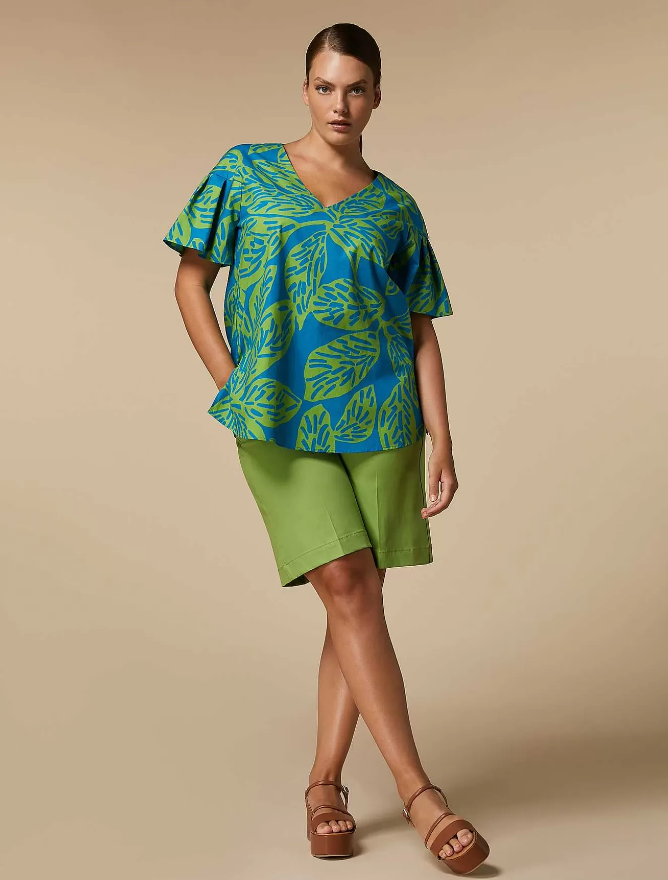 Stretch Cotton Bermuda Short-Marina Rinaldi Shop