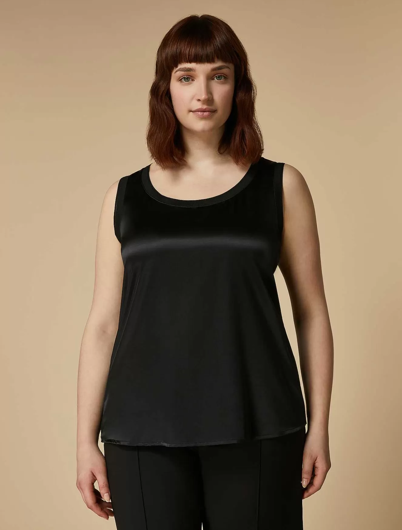 Stretch Jersey And Satin Top-Marina Rinaldi Best