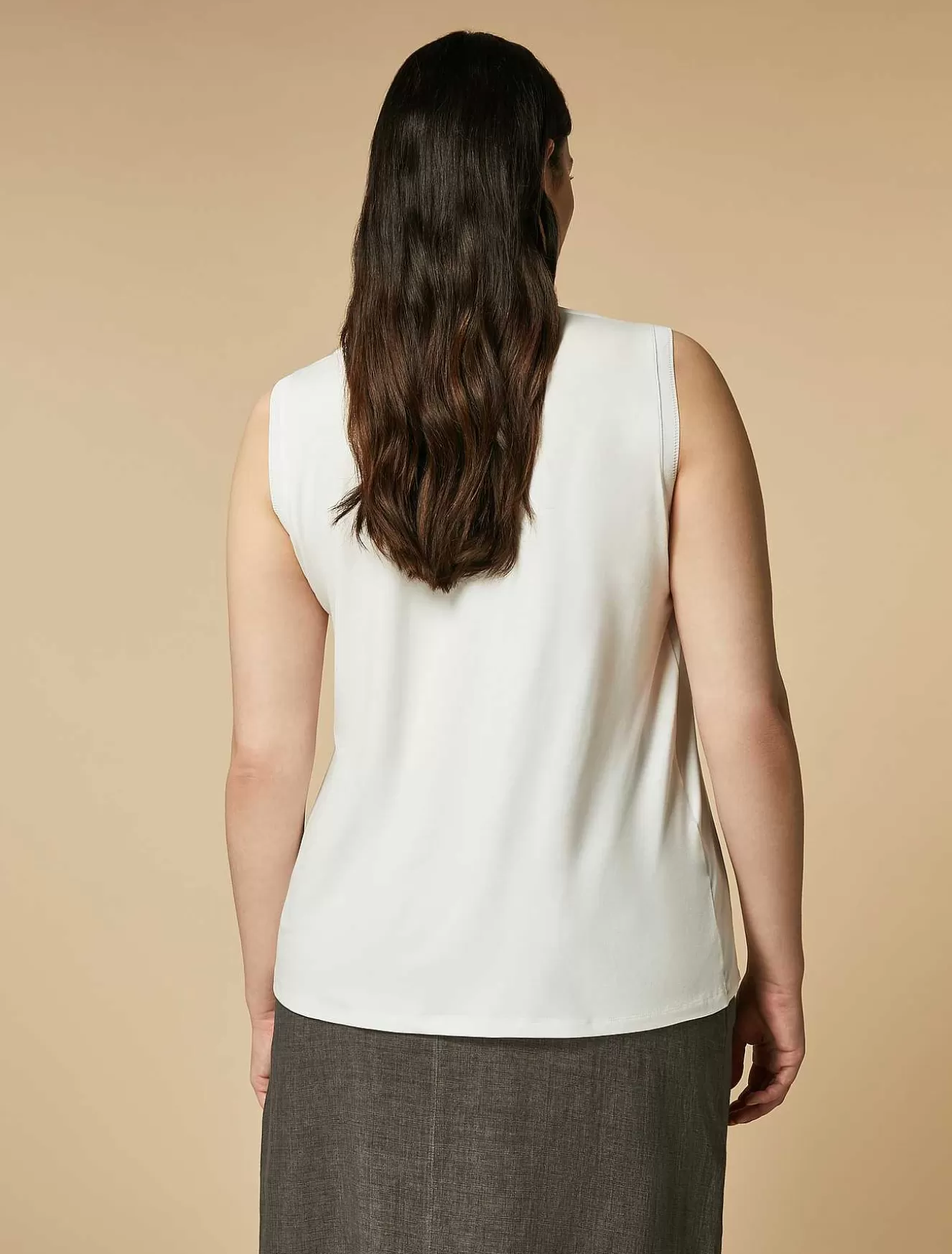 Stretch Jersey And Satin Top-Marina Rinaldi Hot