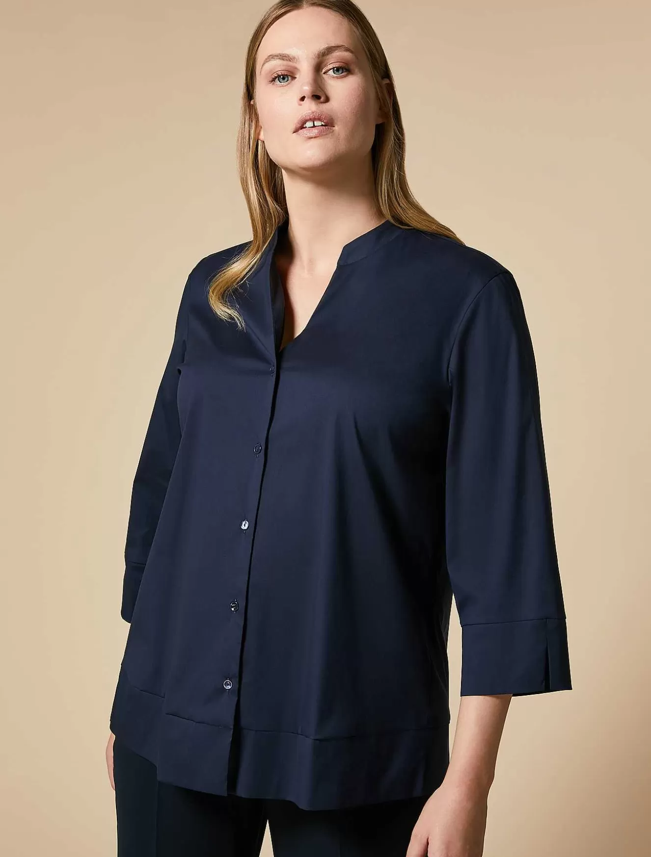 Stretch Poplin Shirt-Marina Rinaldi Fashion