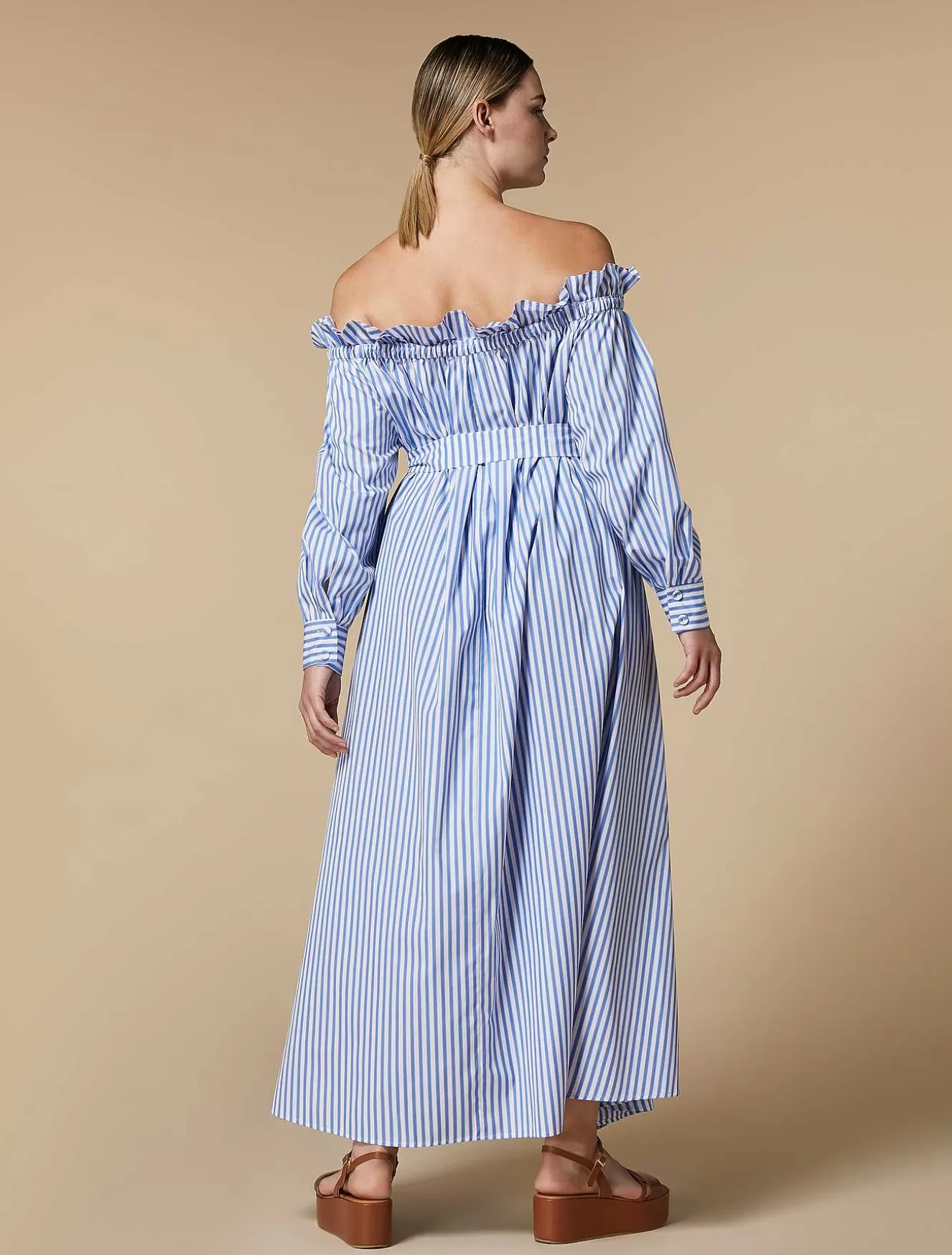 Striped Poplin Dress-Marina Rinaldi Store