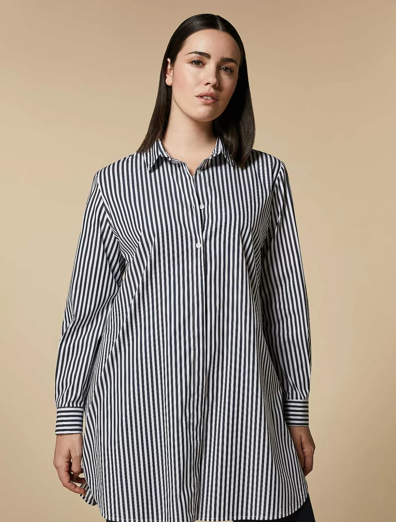 Striped Twill Tunic-Marina Rinaldi Sale