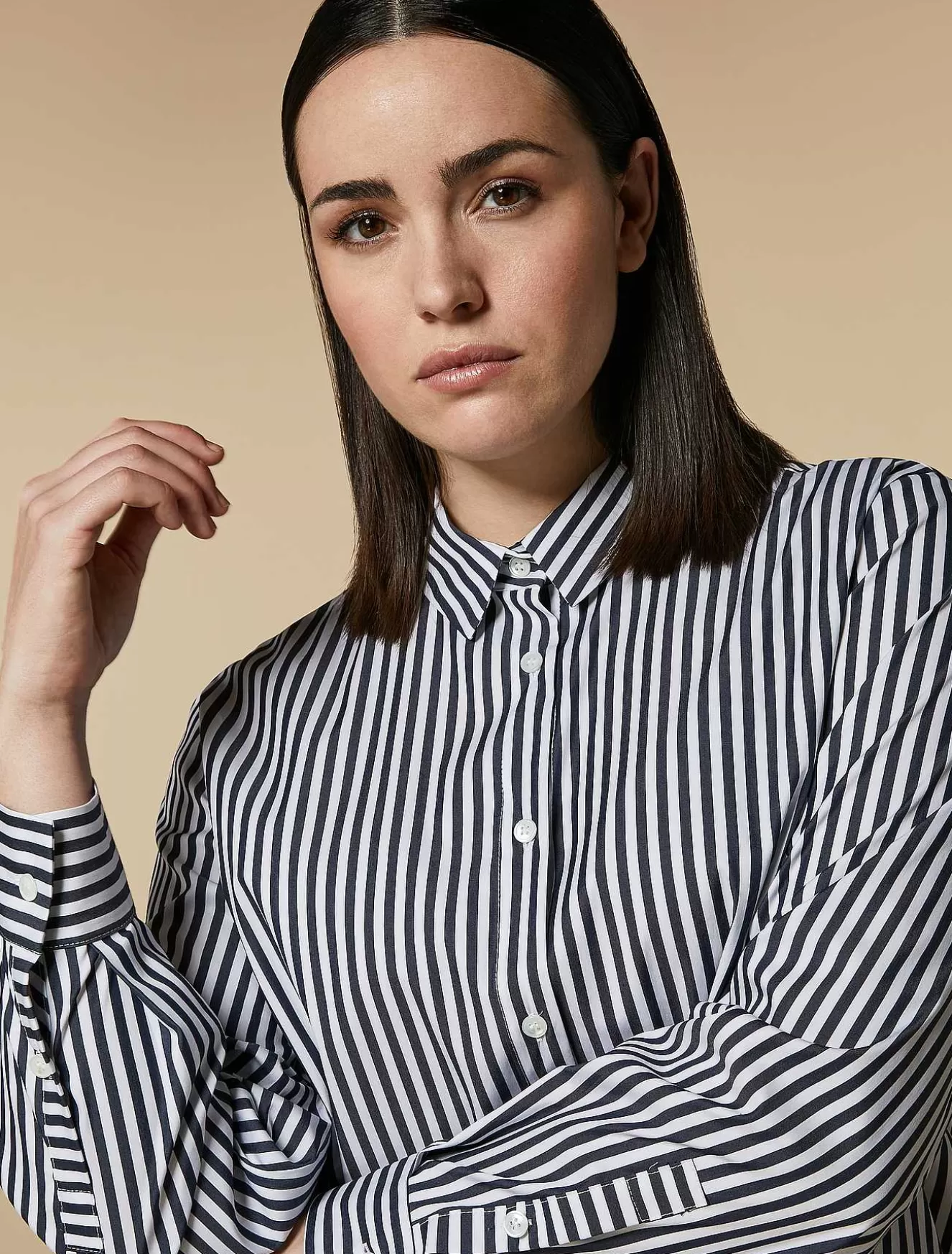 Striped Twill Tunic-Marina Rinaldi Sale